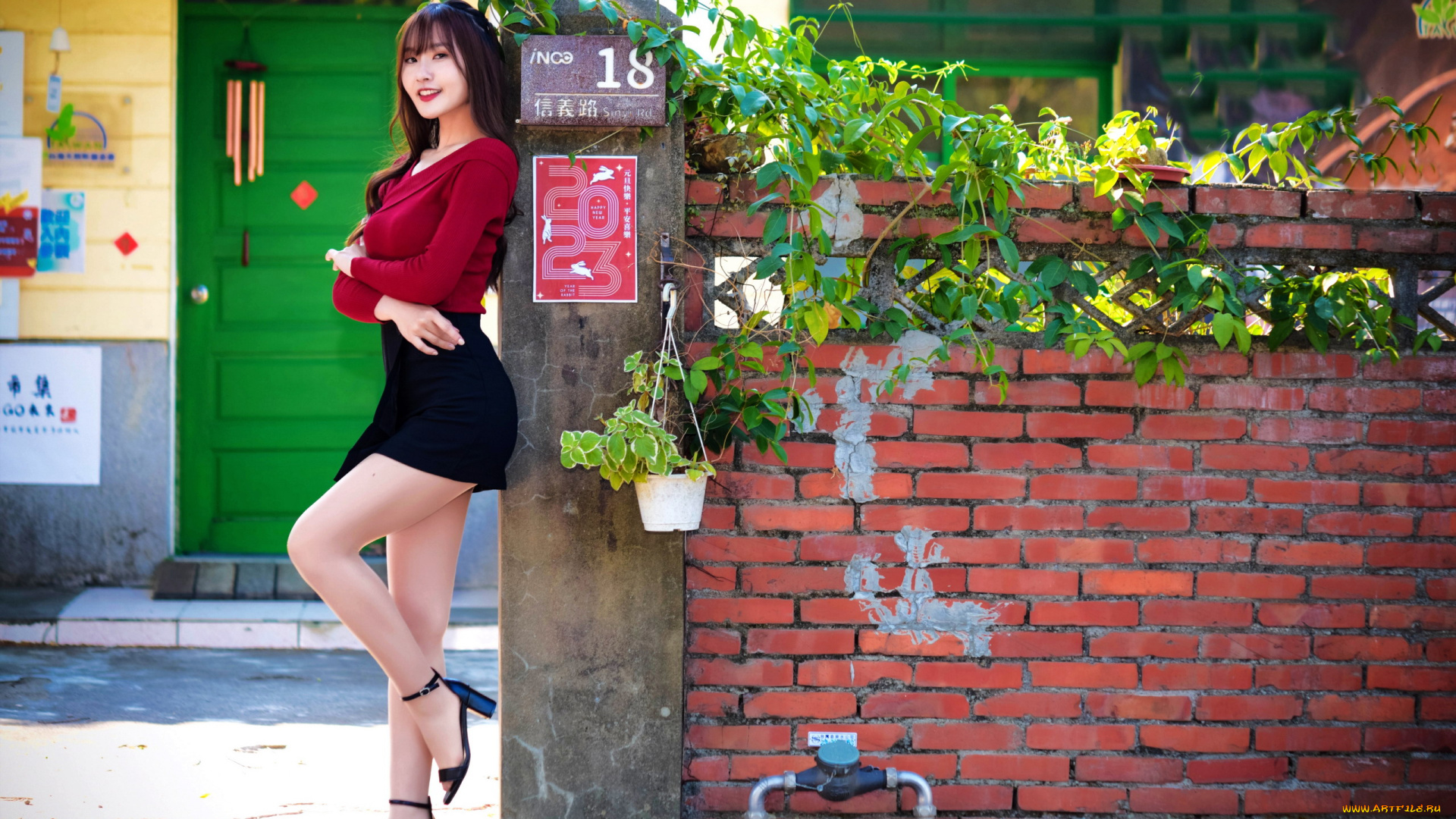 девушки, -, азиатки, азиатка, юбка, мини