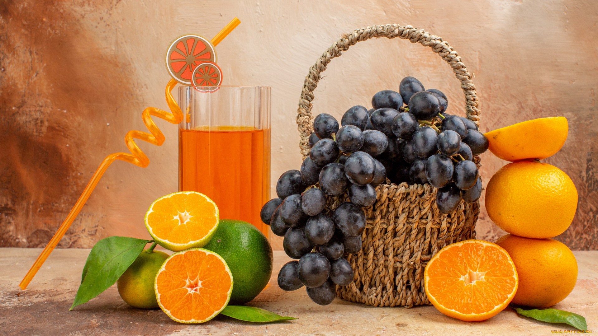 еда, фрукты, , ягоды, виноград, апельсины, сок