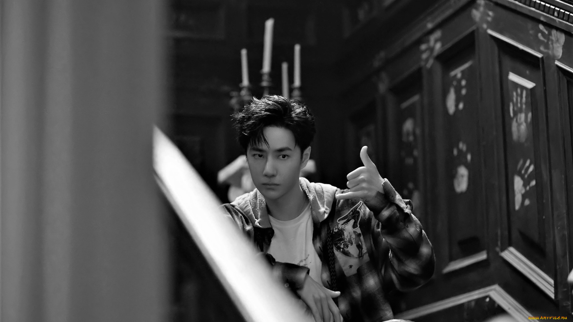 мужчины, wang, yi, bo, актер, рубашка, жест