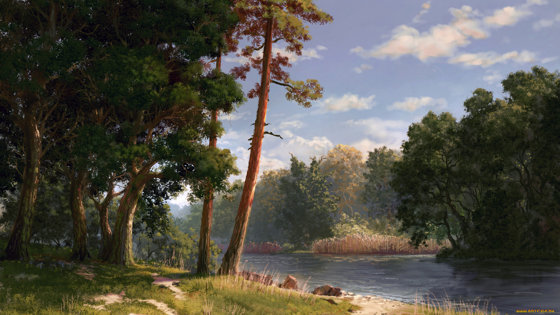 рисованное, природа, philipp, a, urlich, пейзаж