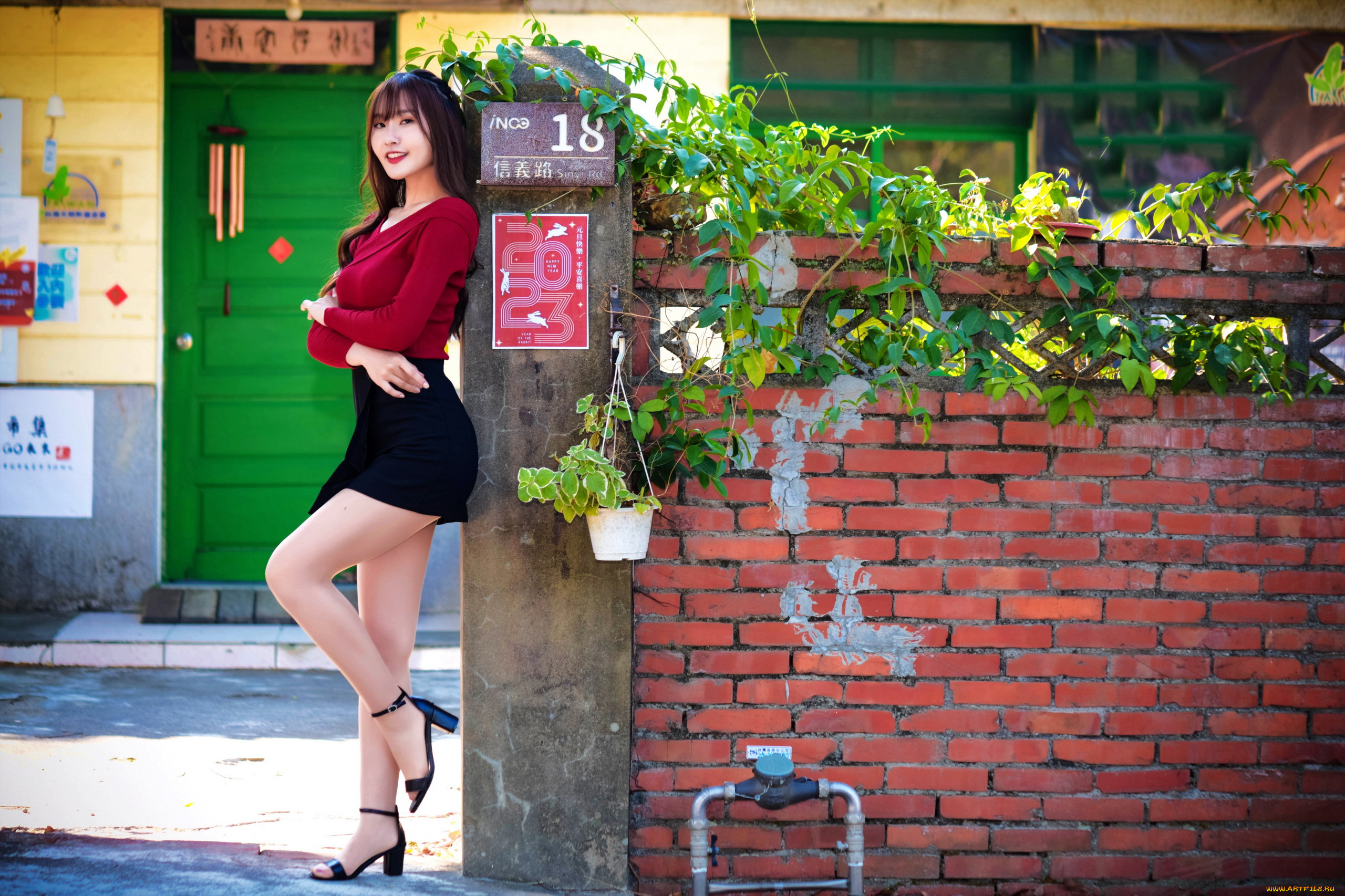 девушки, -, азиатки, азиатка, юбка, мини