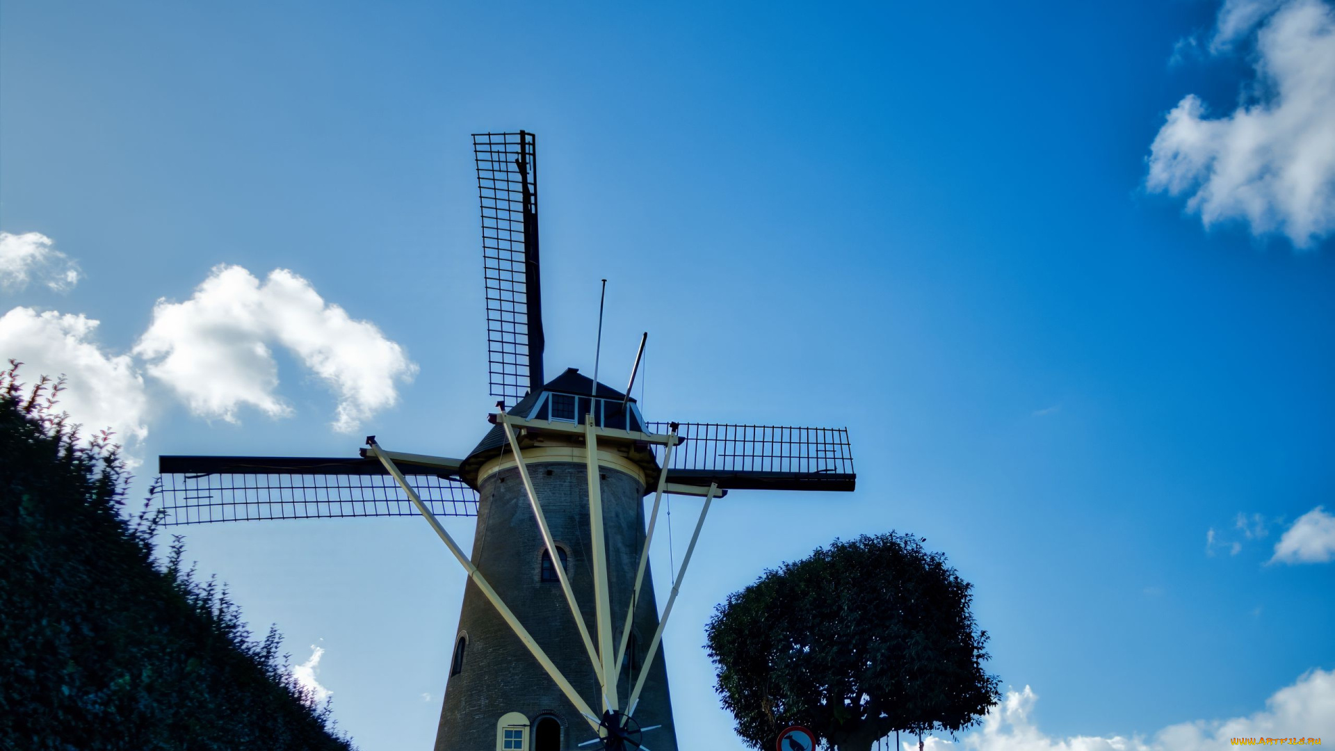 разное, мельницы, небо, мельница, облака