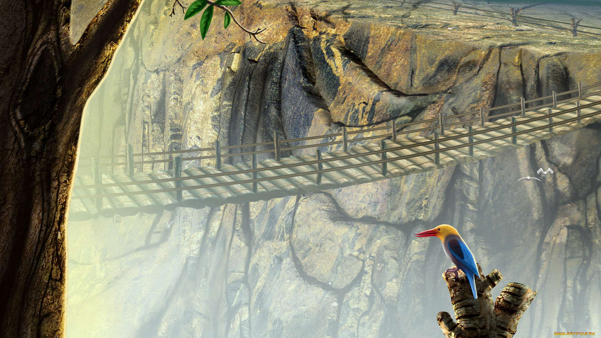 рисованные, животные, птицы