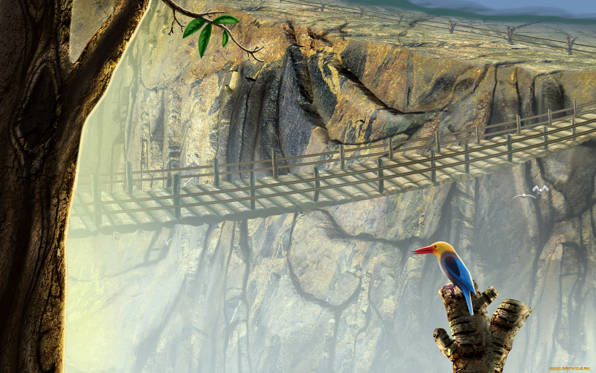 рисованные, животные, птицы