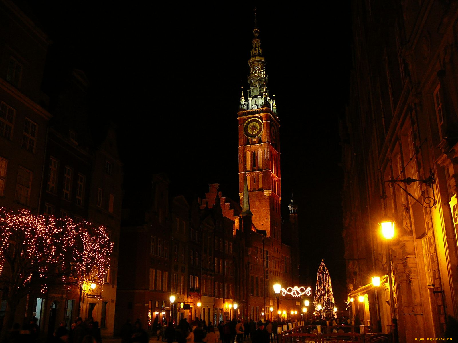 города, огни, ночного