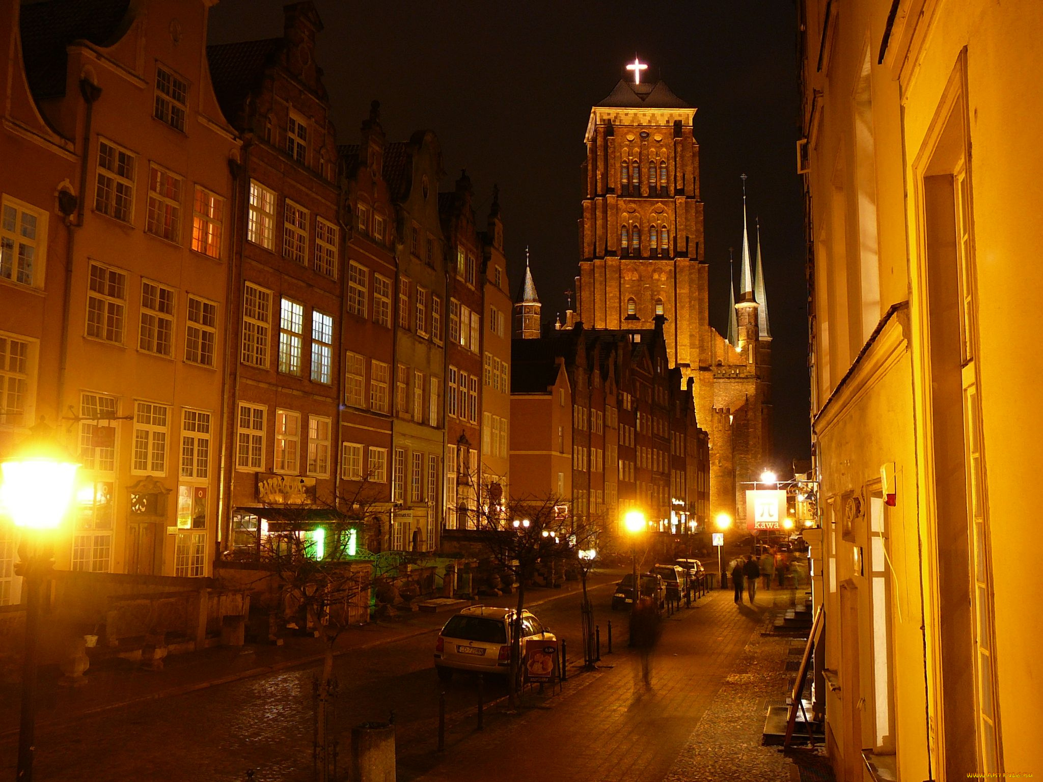 города, огни, ночного