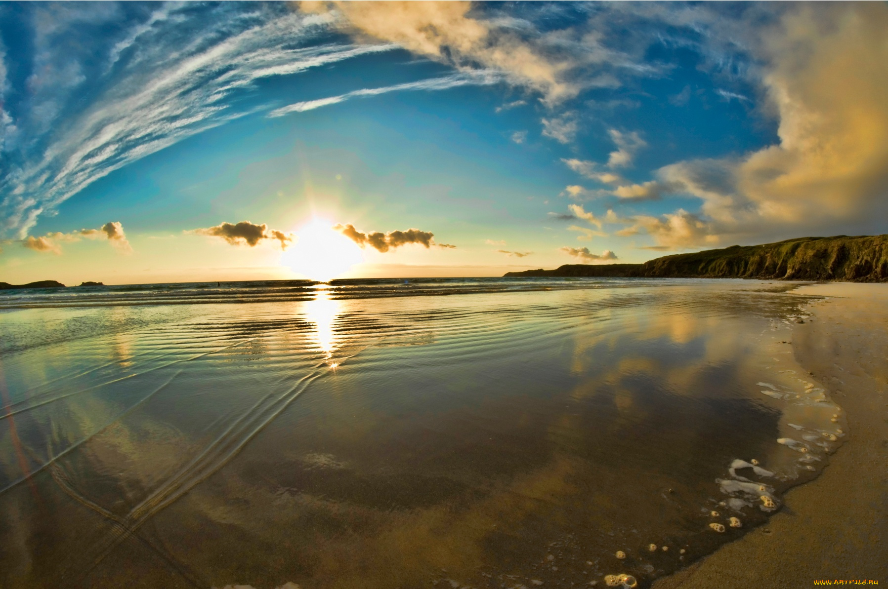 природа, восходы, закаты, закат, берег, облака, пейзаж