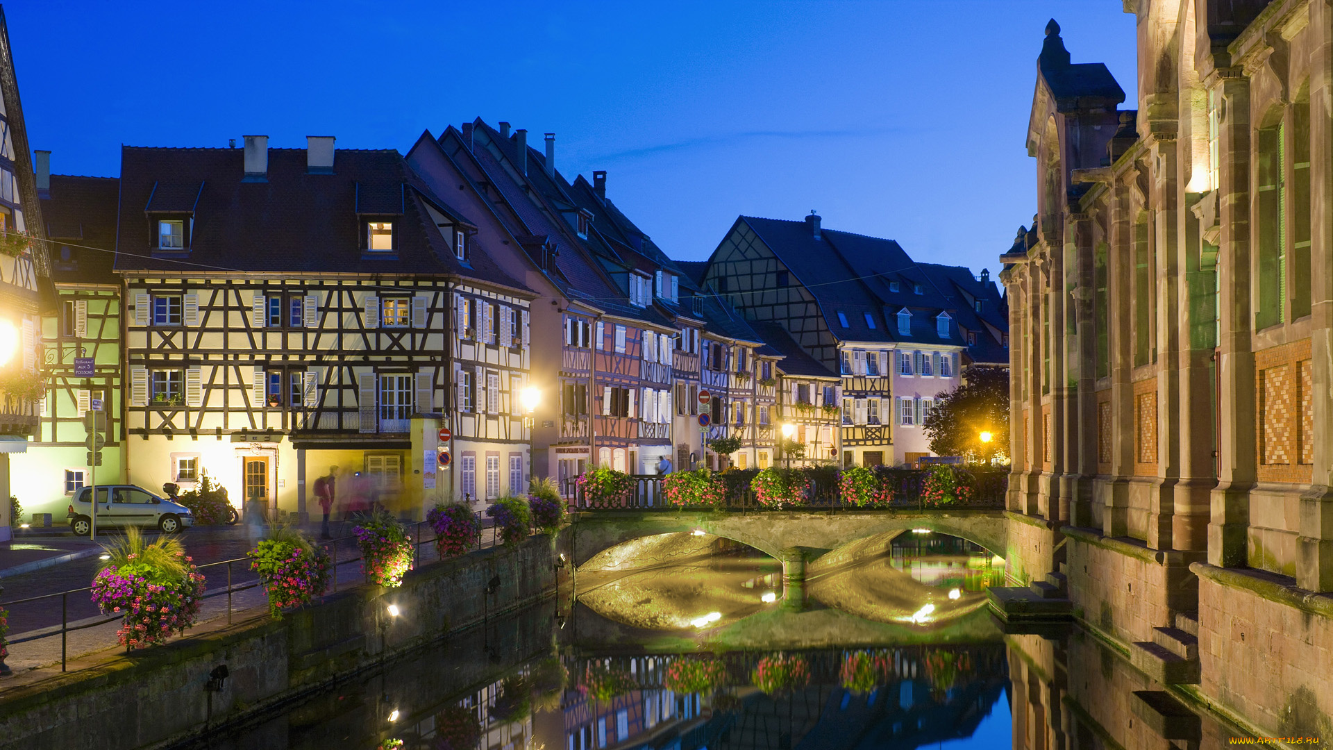 colmar, france, города, улицы, площади, набережные, кольмар, франция, набережная, мост, здания, река