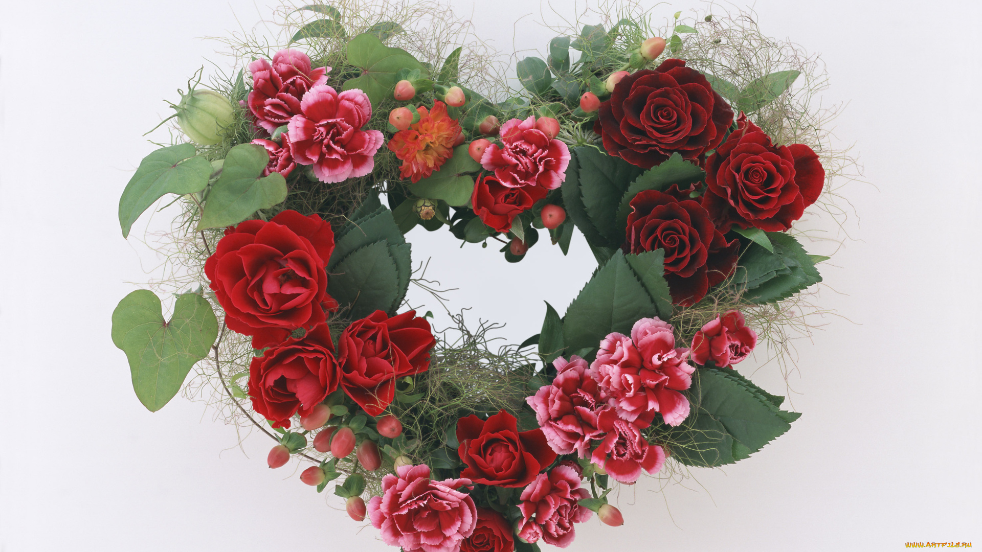 цветы, букеты, композиции, венок, розы, гвоздики