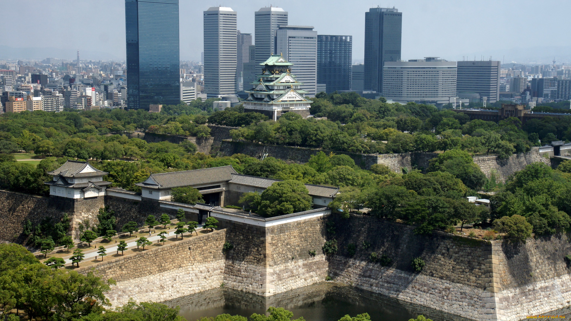 города, замки, Японии, castle, оsaka, japan