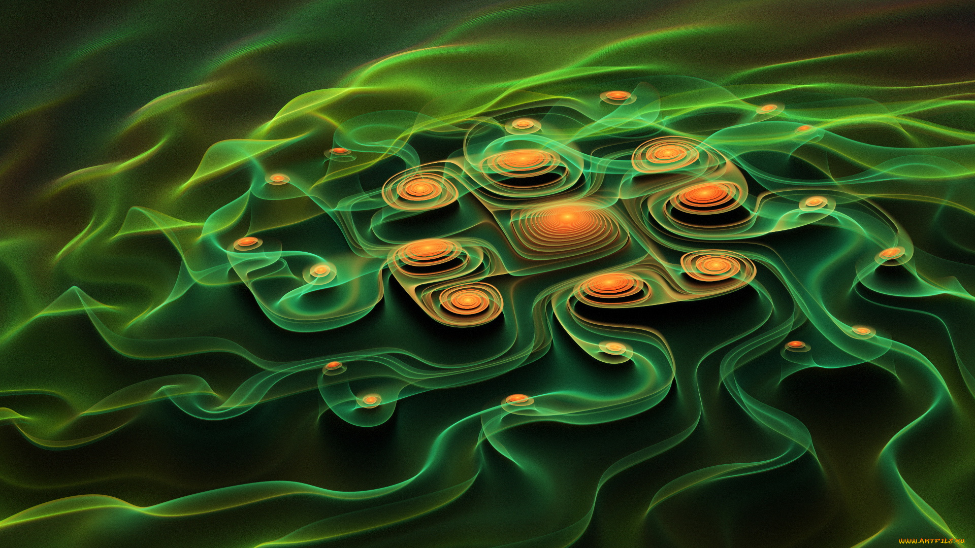 3д, графика, fractal, , фракталы, зеленый