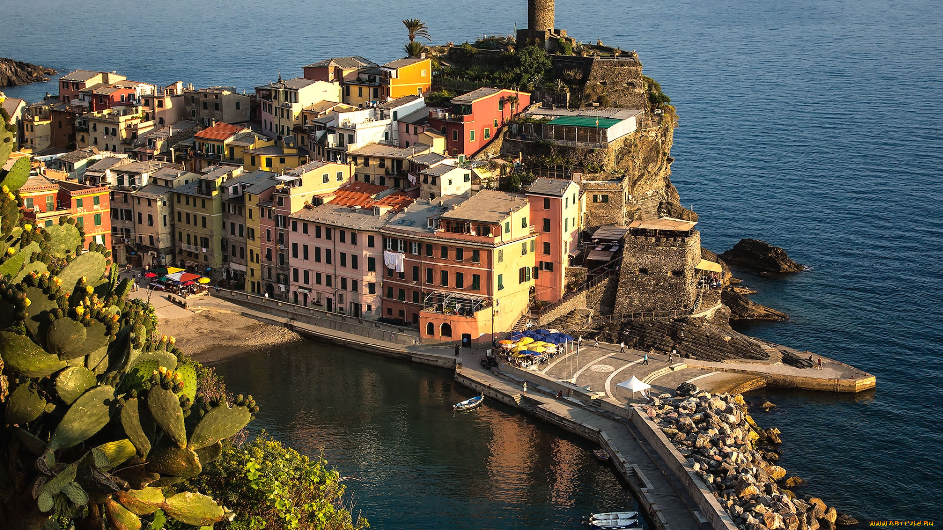 города, амальфийское, и, лигурийское, побережье, , италия, домики, море