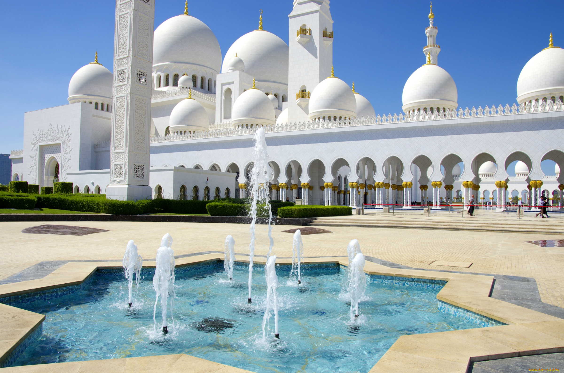 города, абу-даби, , оаэ, мечеть, фонтан