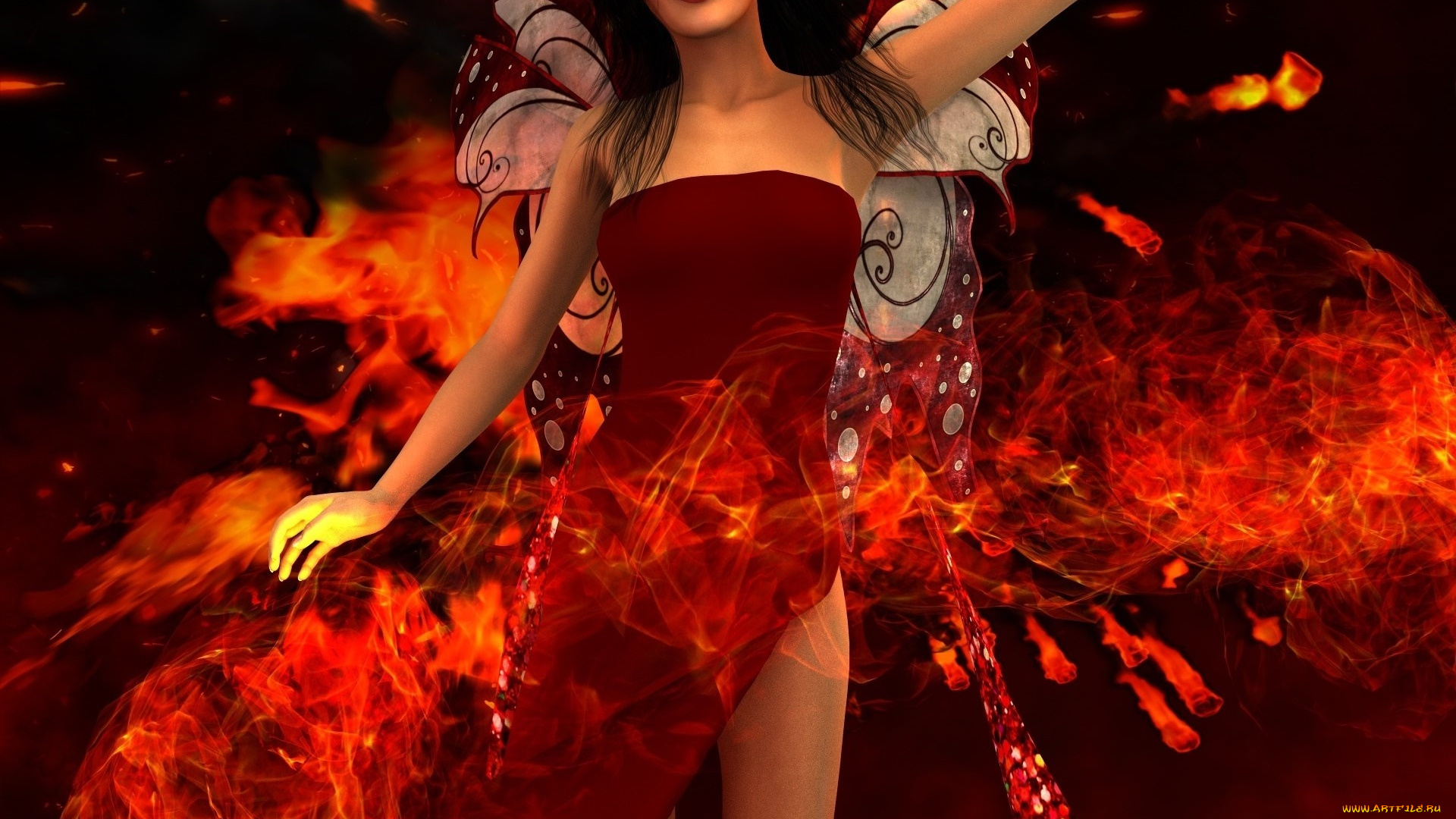 3д, графика, эльфы, , elves, фея, фон, взгляд, девушка