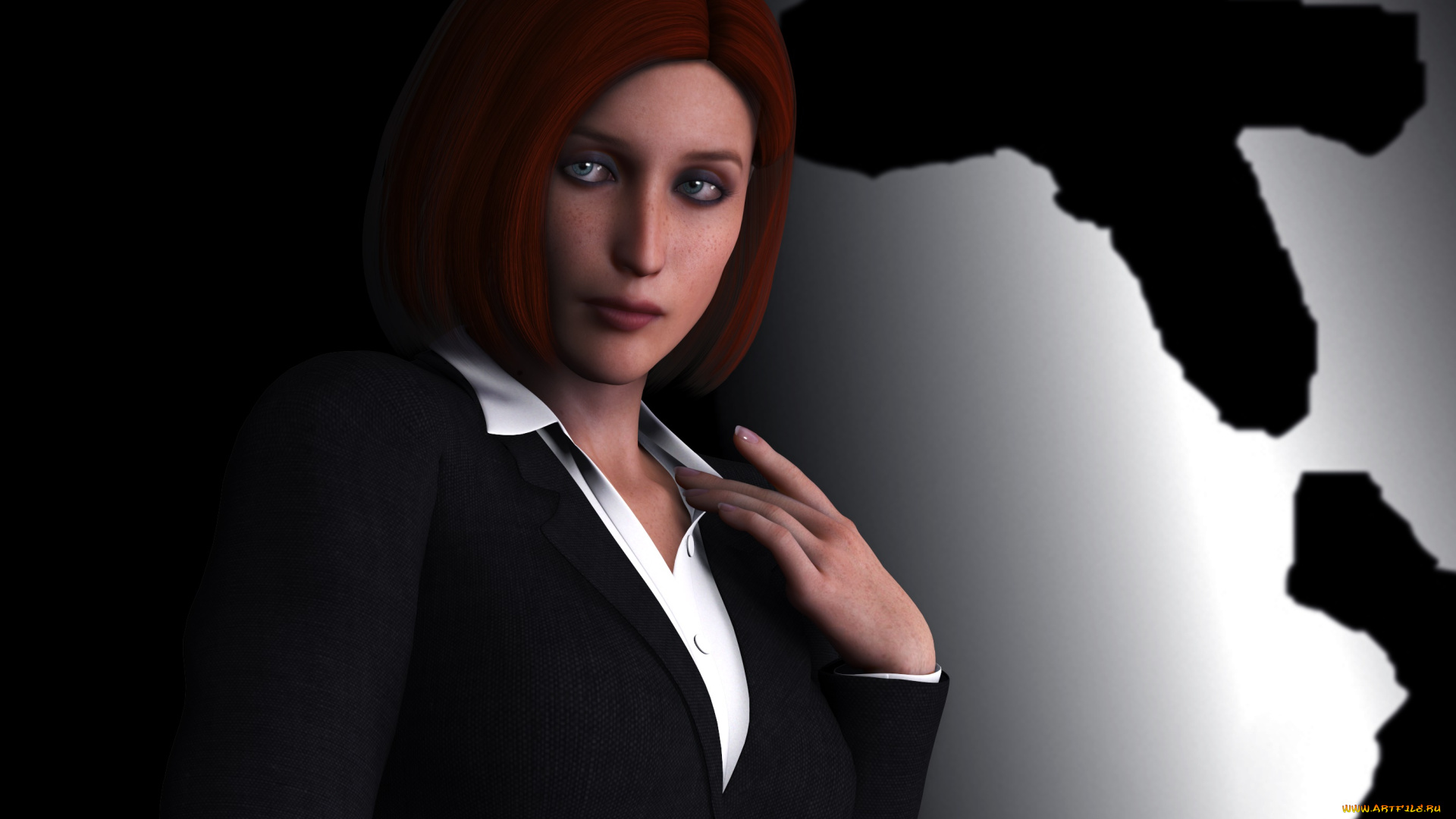 3д, графика, люди, , people, рыжая, взгляд, фон, девушка