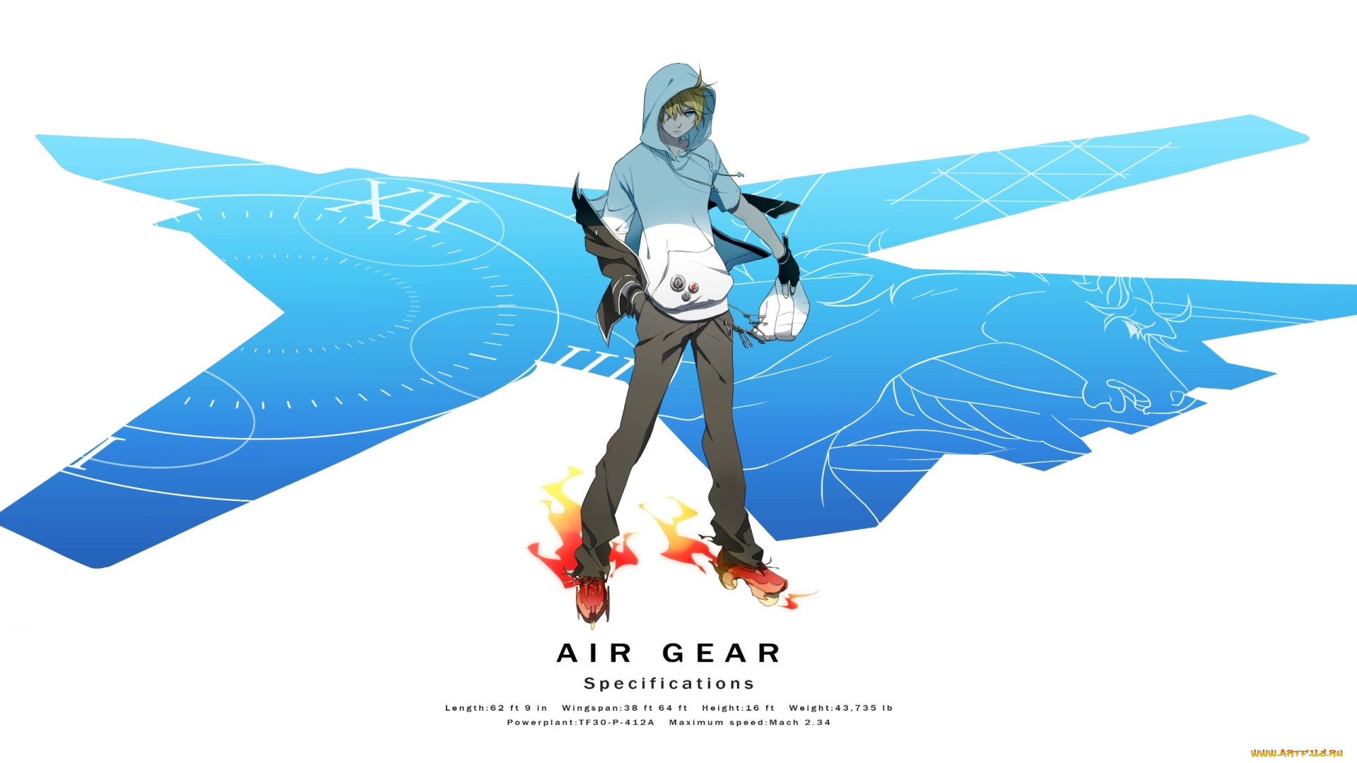 аниме, air, gear, белый, фон, парень, ключи, взгляд, огонь, mikura, kazuma, пламя, ролики, air, gear, арт, mogiki