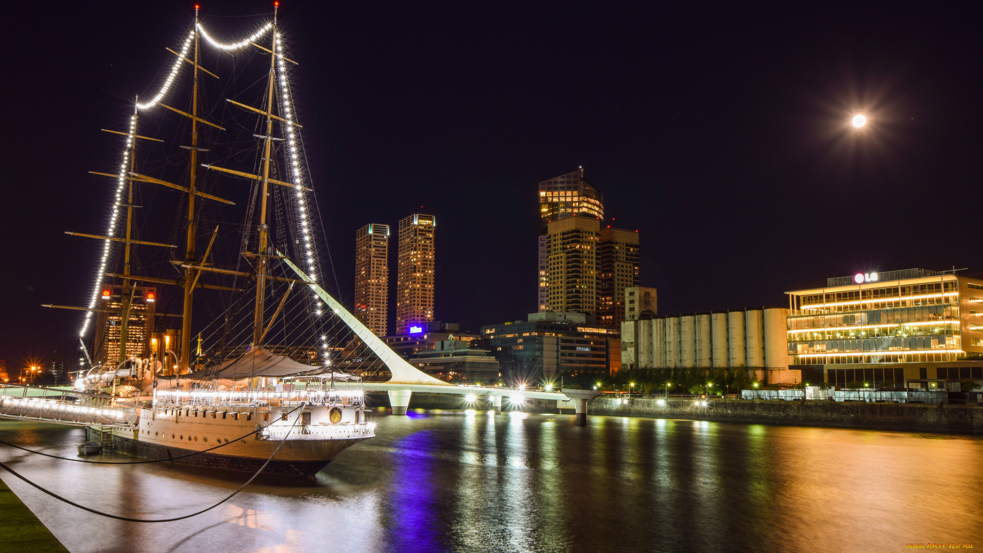 buenos, aires, корабли, порты, , , причалы, огни, мачты, причал, ночь