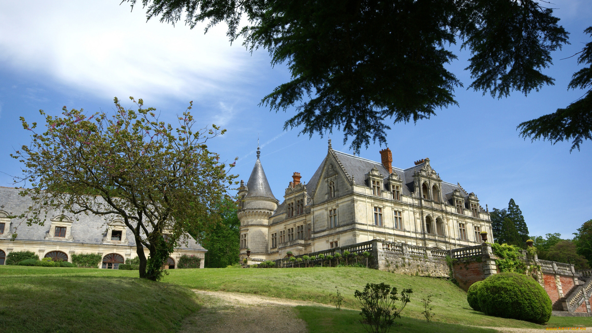 ch&, 226, teaux, de, la, loire, , france, города, замки, франции, замок, дорожка, парк