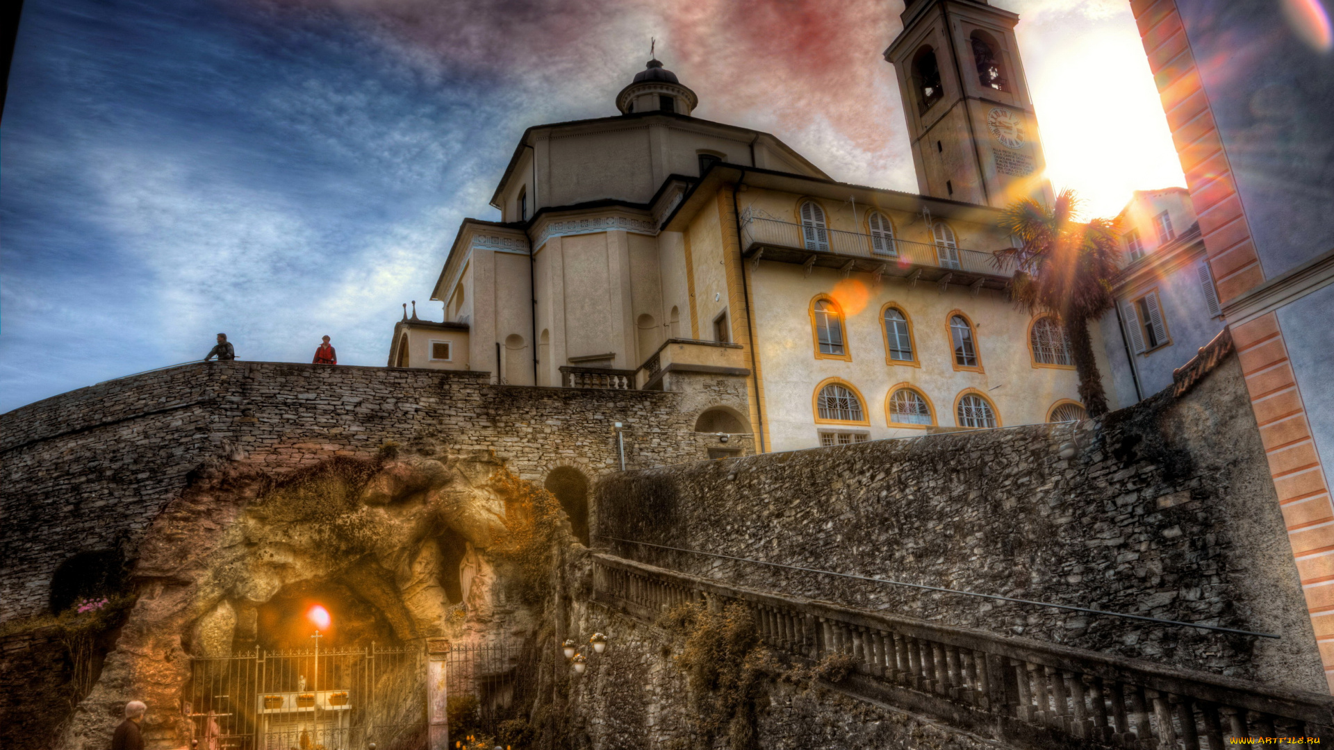 домодоссола, италия, города, -, огни, ночного, города, огни, ночь, храм, дома, италия, домодоссола