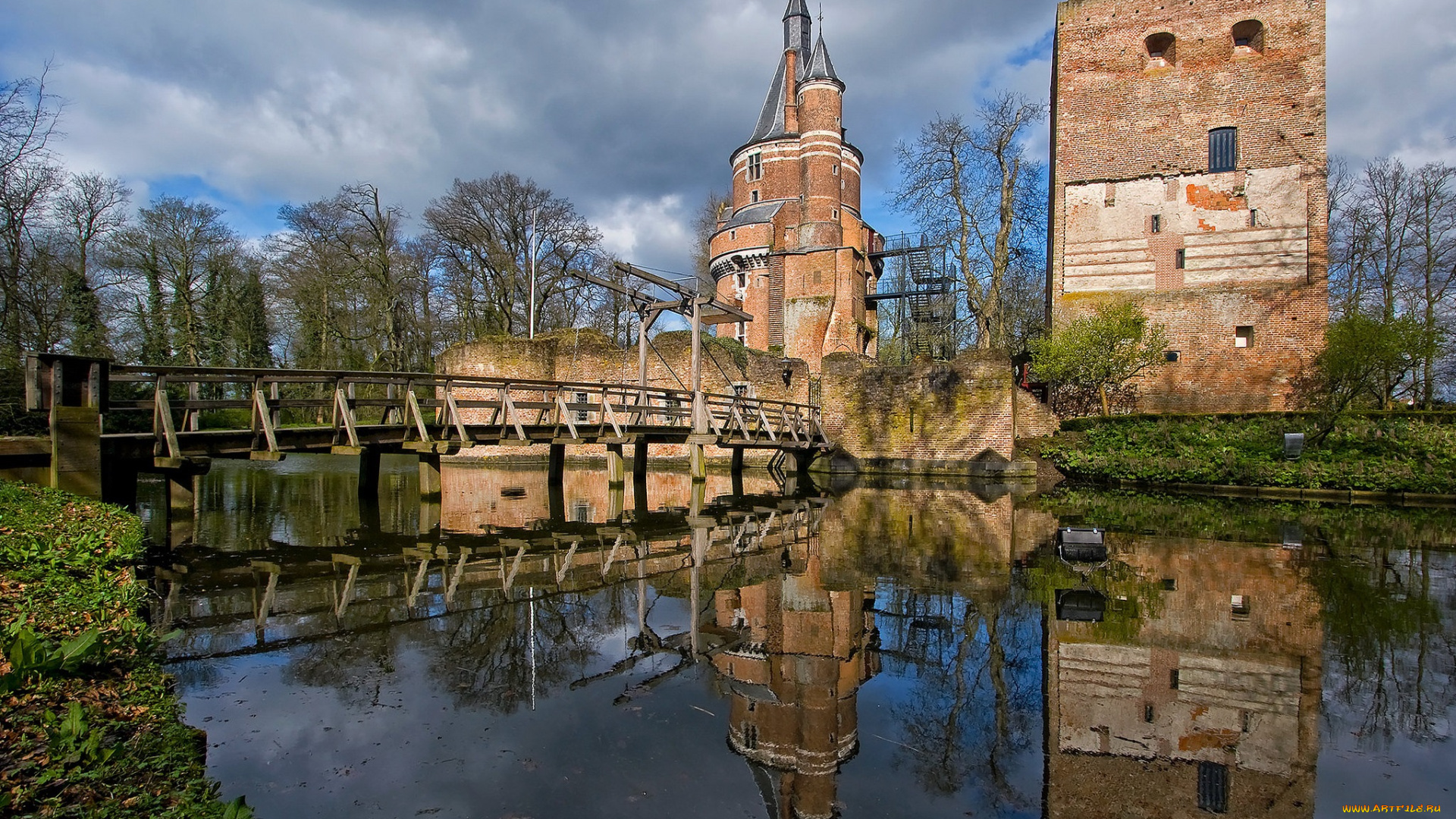 duurstede, castle, города, -, дворцы, , замки, , крепости, замок, мост, река