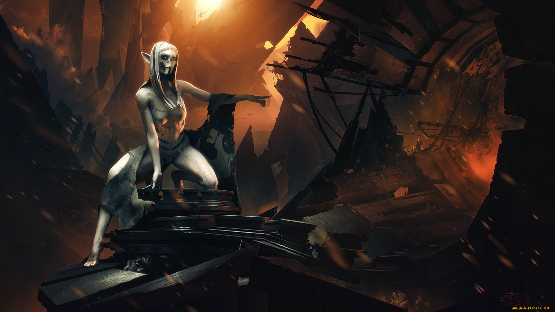 фэнтези, роботы, , киборги, , механизмы, droid, star, wars, robot, spaceship, fan, art, крушение