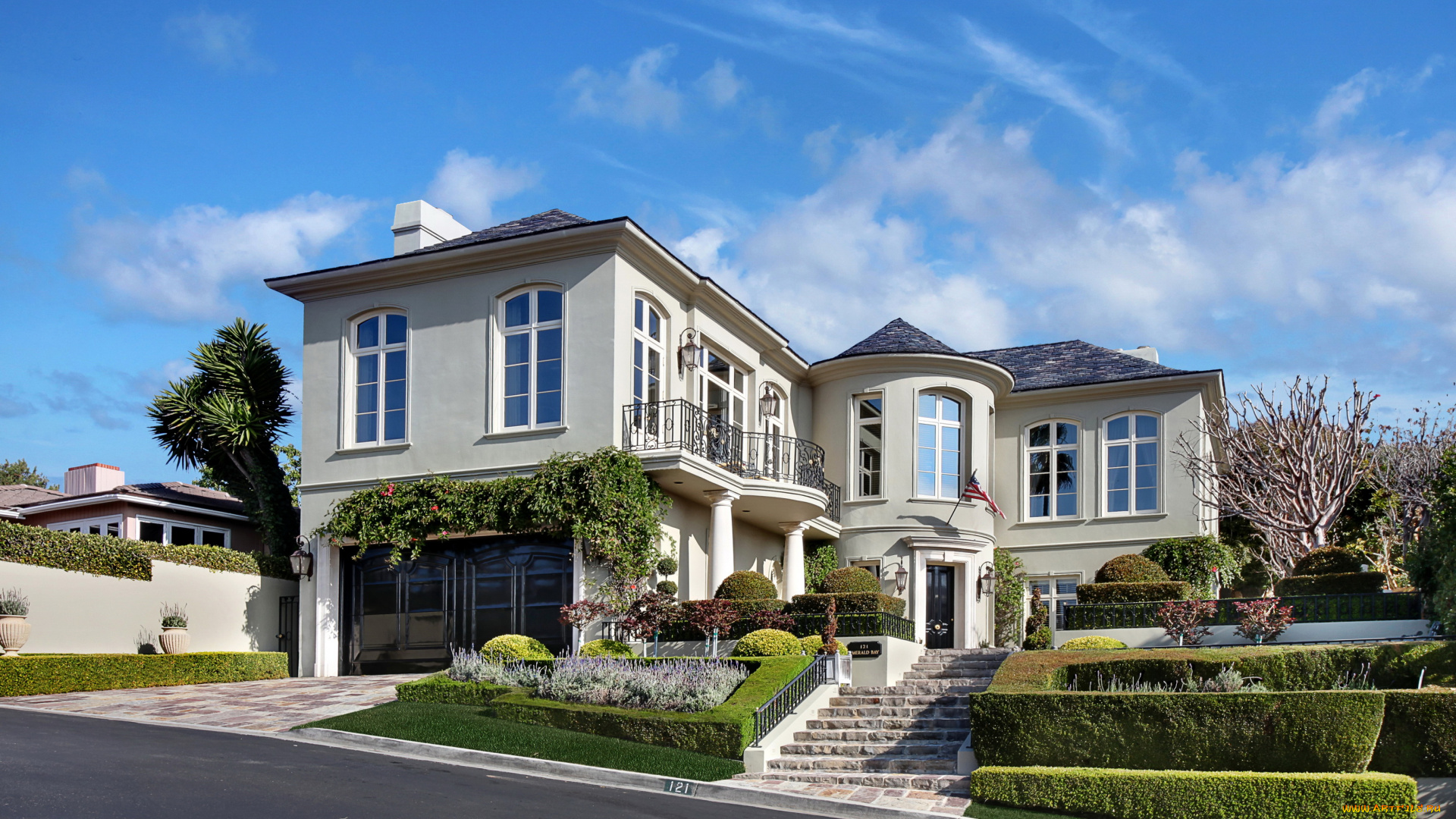 города, -, здания, , дома, улица, кусты, ландшафт, дом, дизайн, особняк