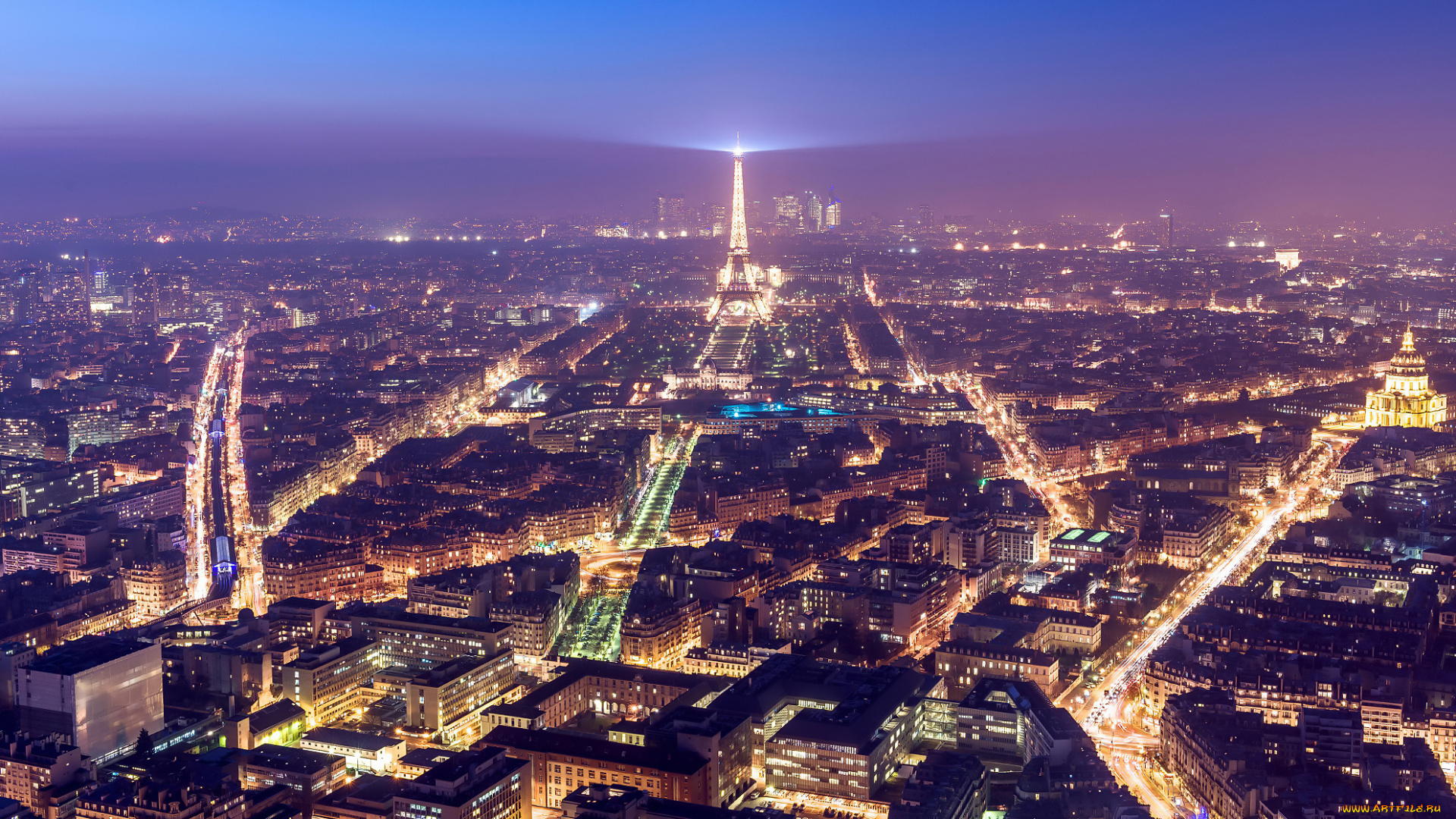 города, париж, , франция, свет, огни, вечер, дома, башня, эйфелева, париж, город