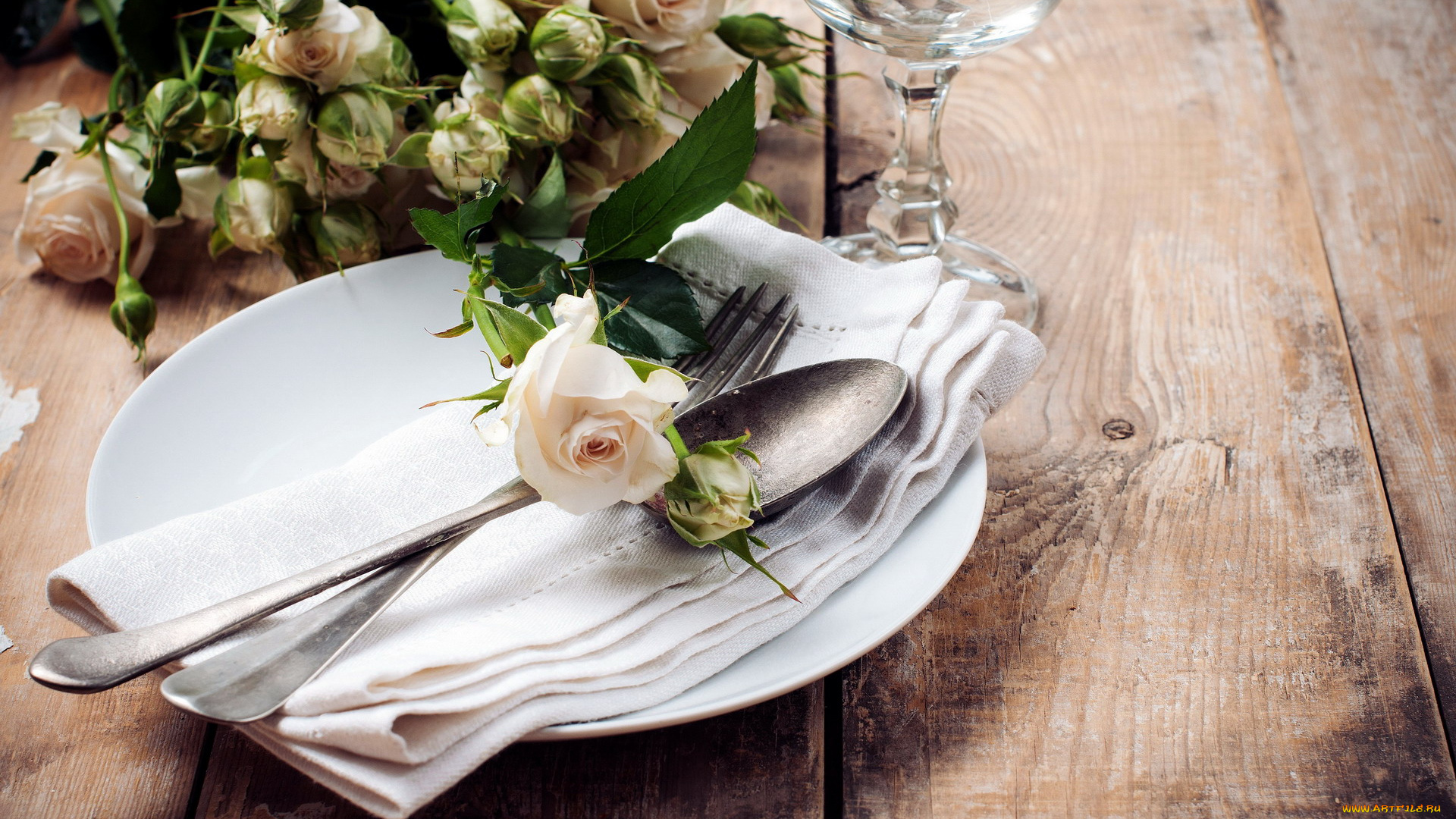 интерьер, декор, , отделка, , сервировка, розы, приборы