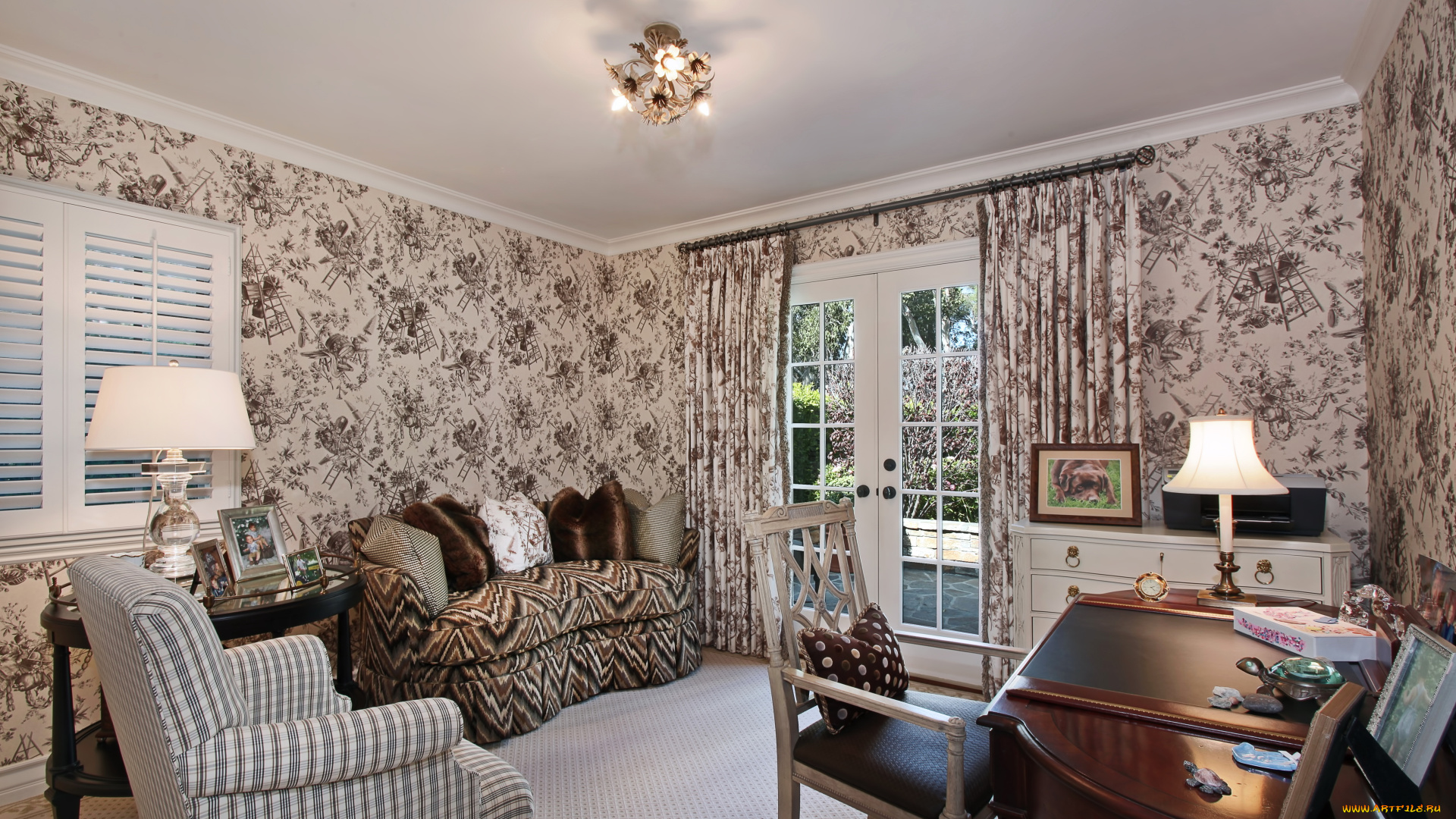 интерьер, гостиная, диван, дизайн, лампа, стол