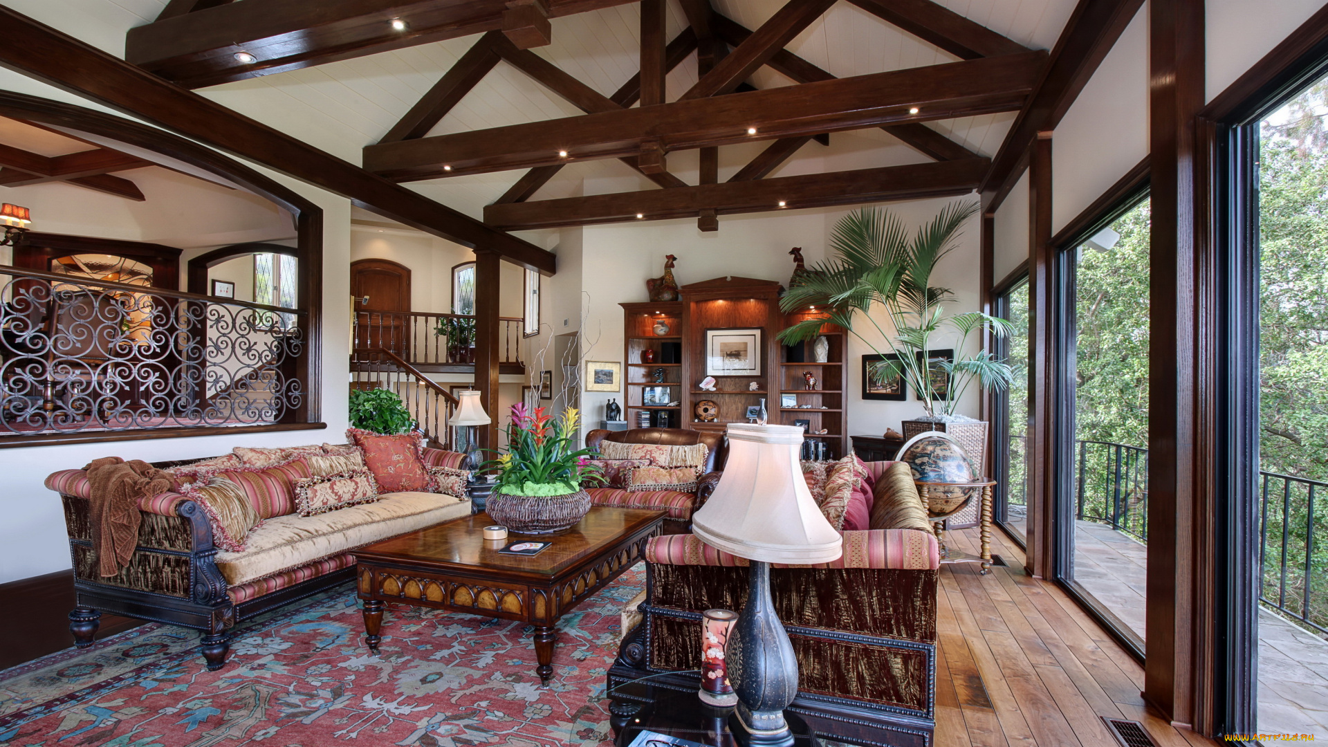 интерьер, гостиная, дизайн, диван, стол, лампа