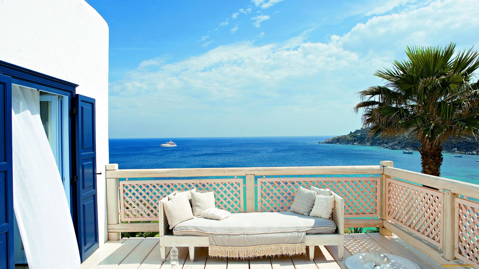 интерьер, веранды, , террасы, , балконы, пальма, море
