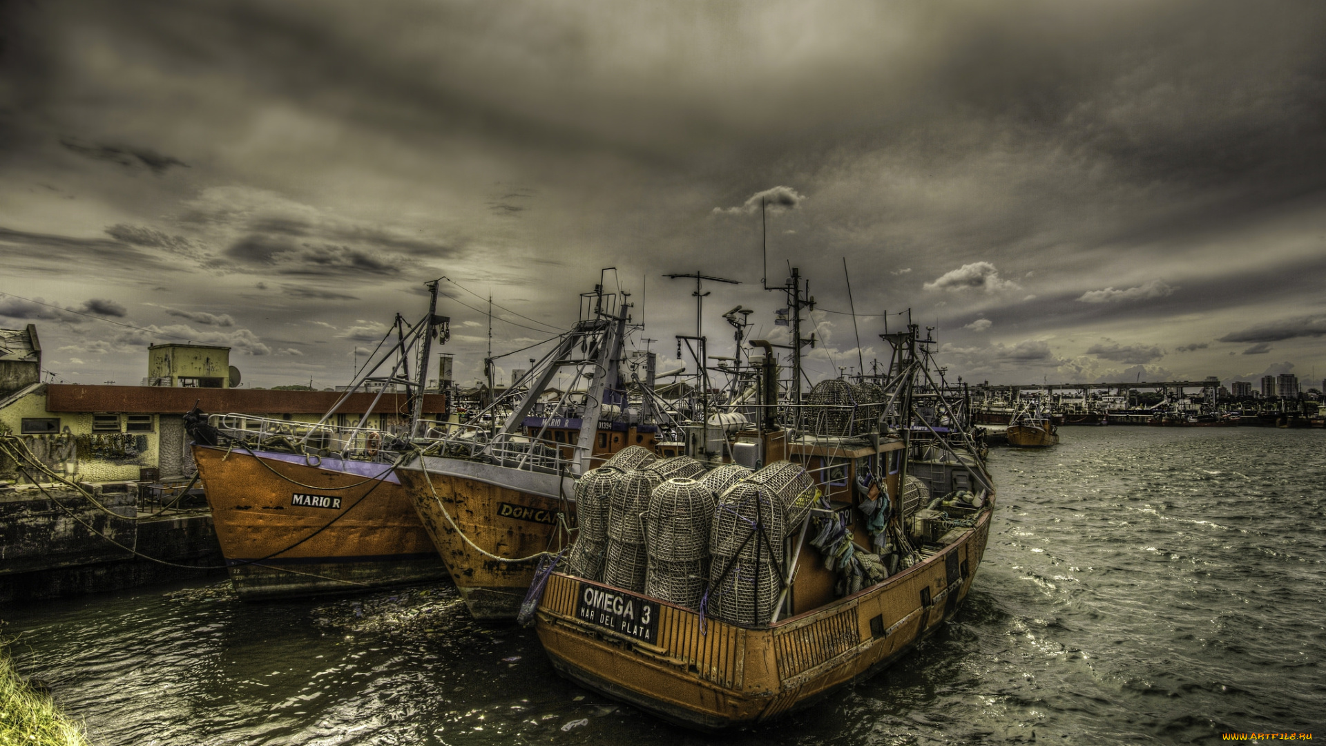 корабли, другое, бухта, причал, рыболовы