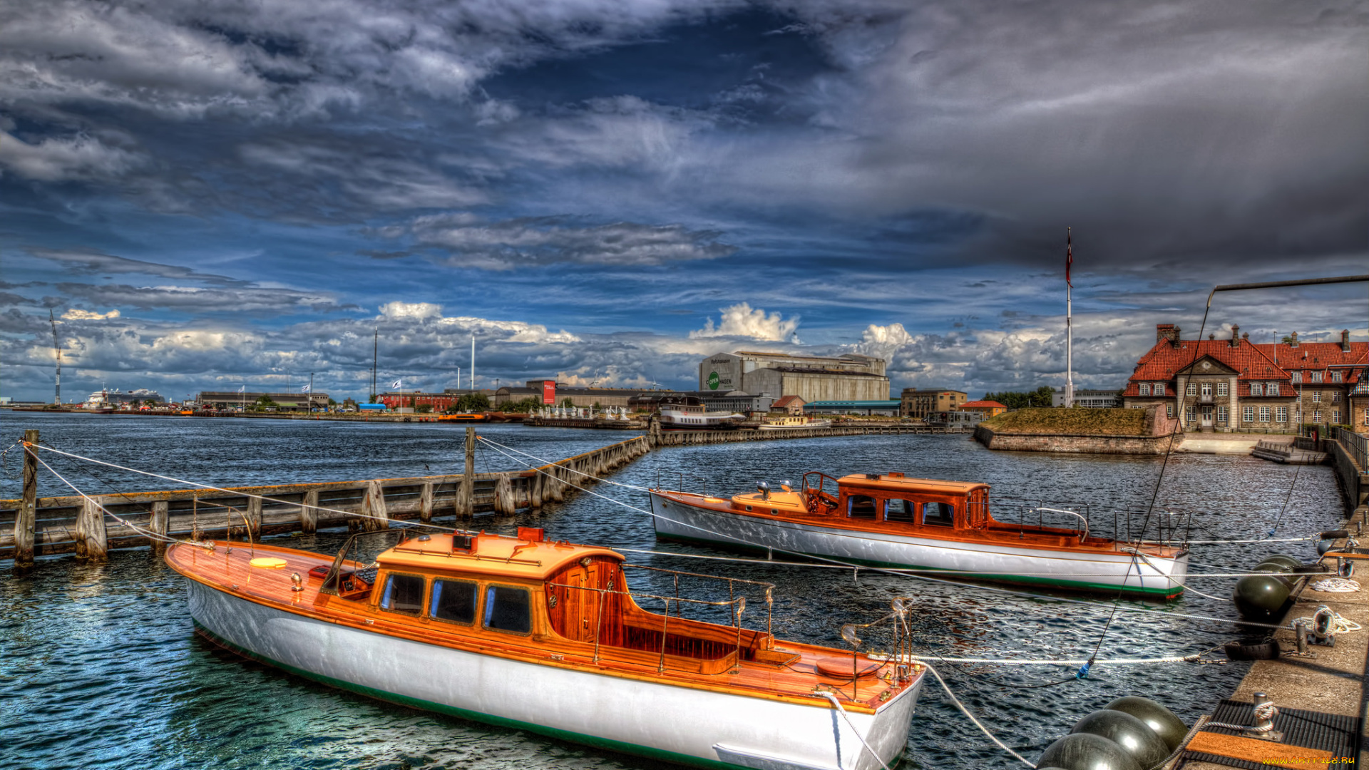 корабли, катера, гавань, причалы, суда