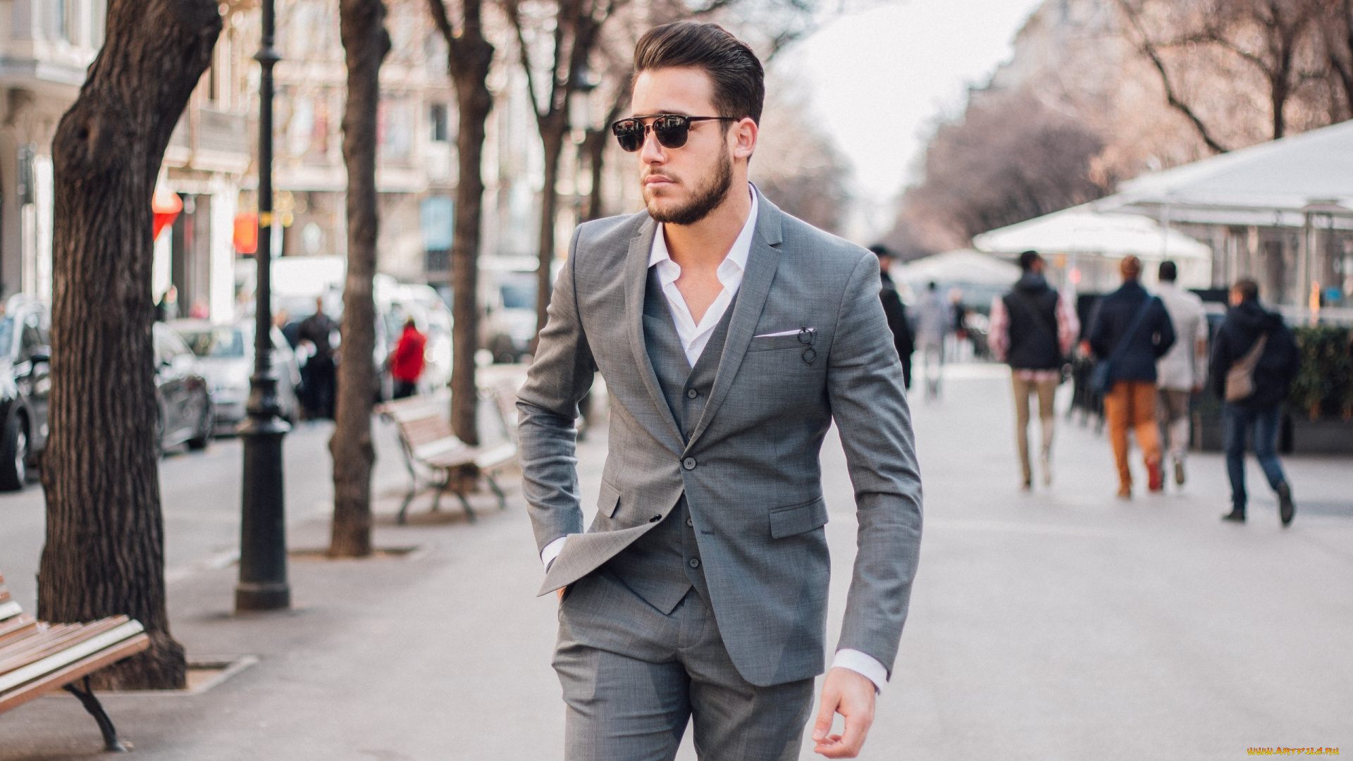 мужчины, -, unsort, очки, парень, костюм, улица, мужчина, идет