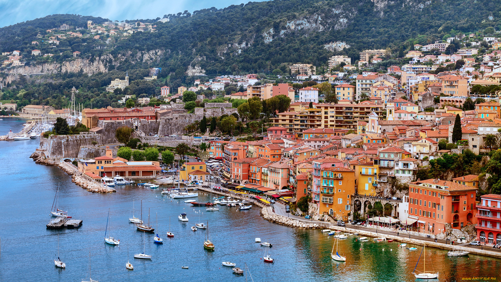 ницца, франция, города, ницца, , франция, яхты, побережье, море, дома, панорама