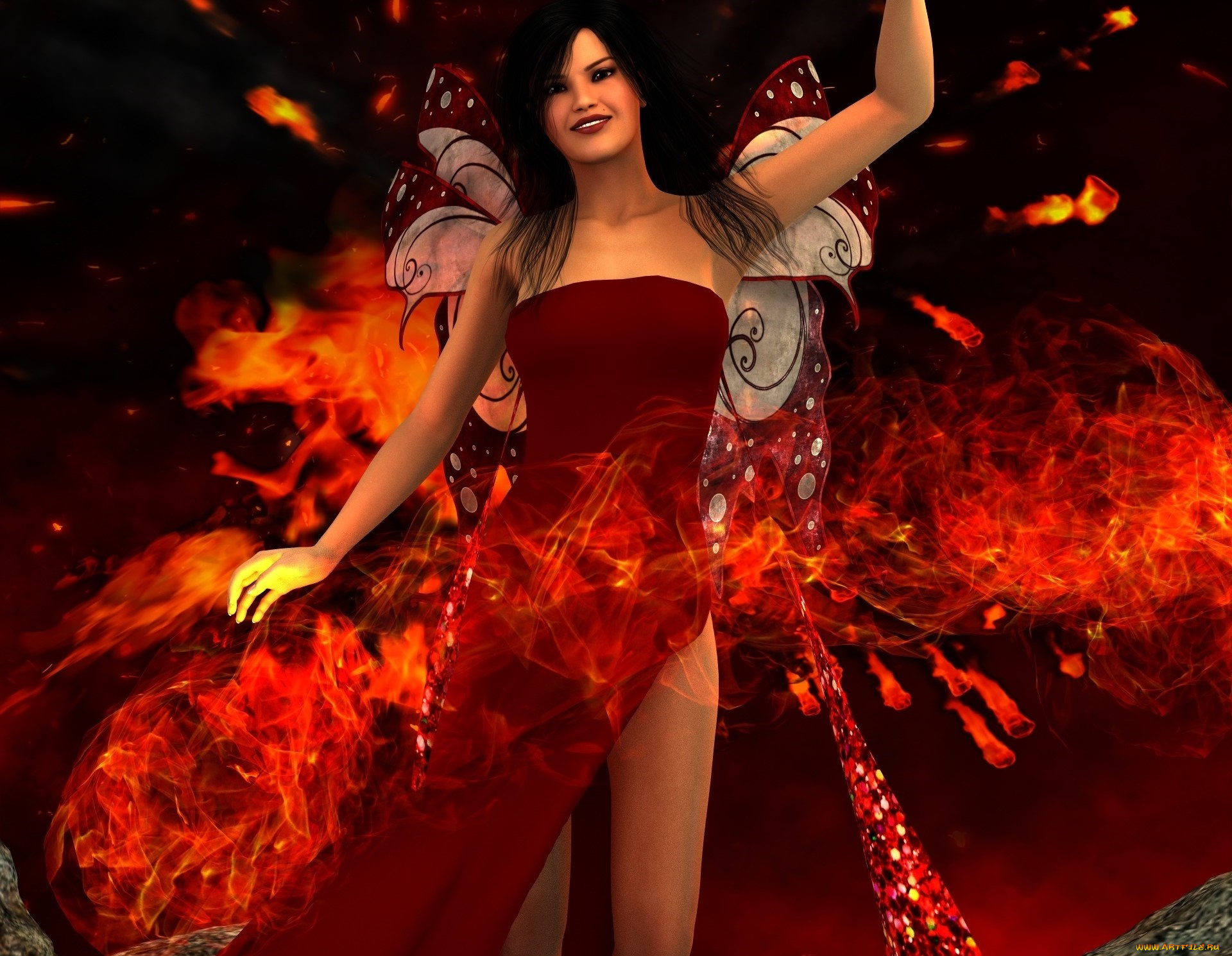 3д, графика, эльфы, , elves, фея, фон, взгляд, девушка