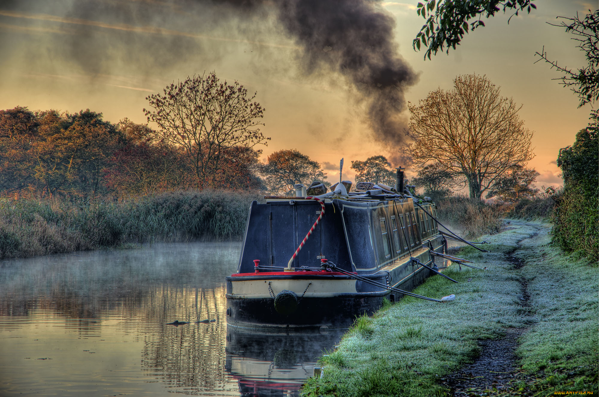 корабли, другое, баржа, река