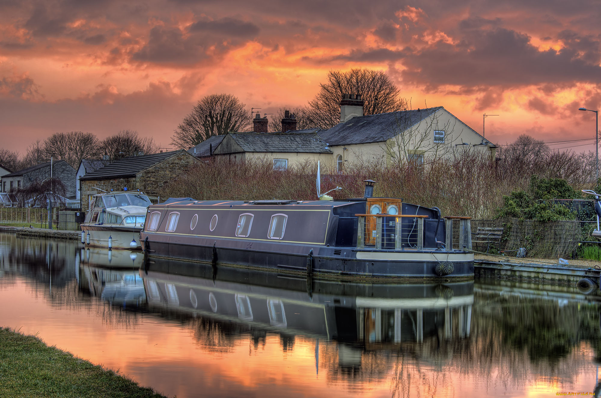 корабли, другое, река, баржа