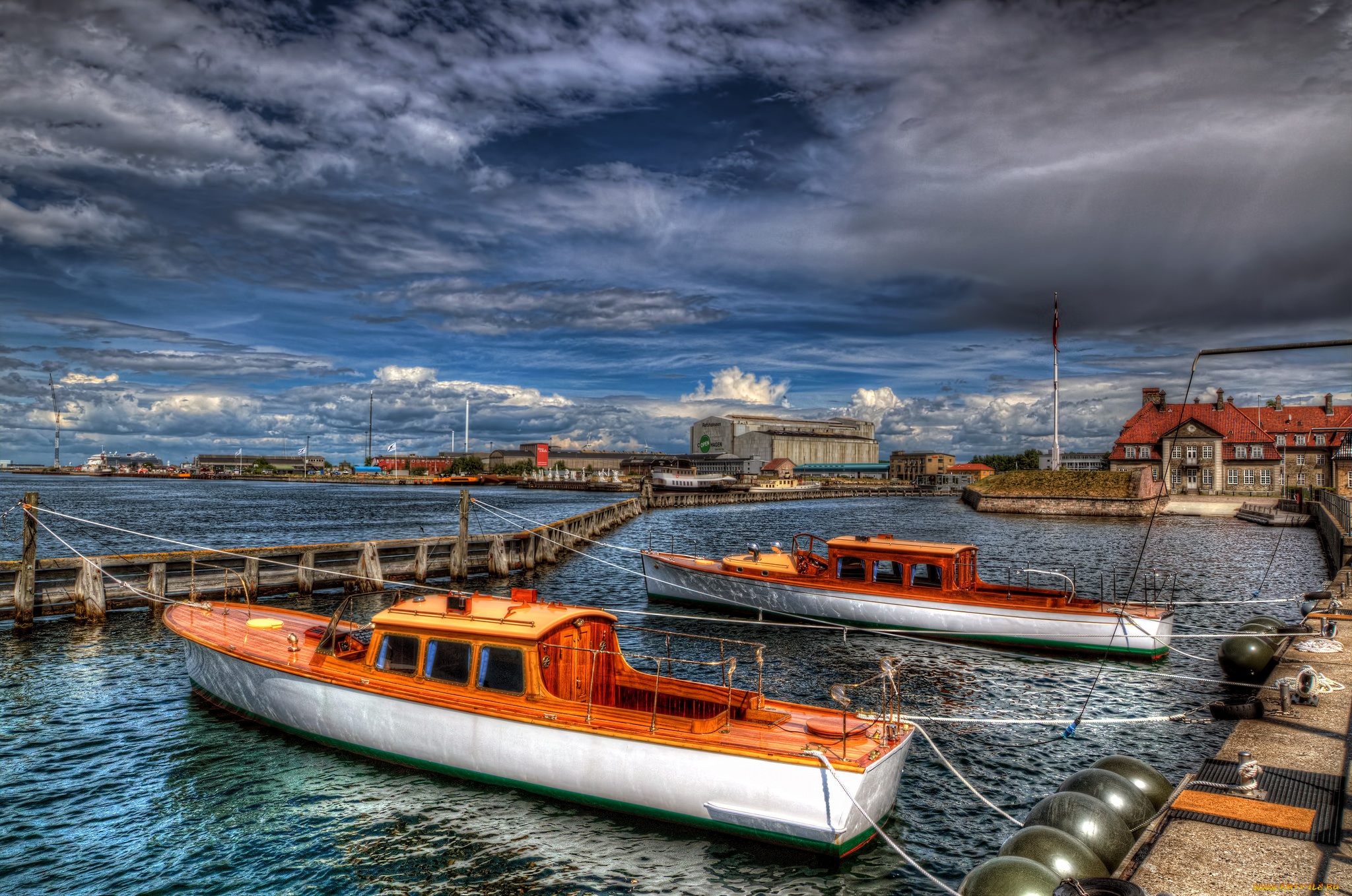 корабли, катера, гавань, причалы, суда