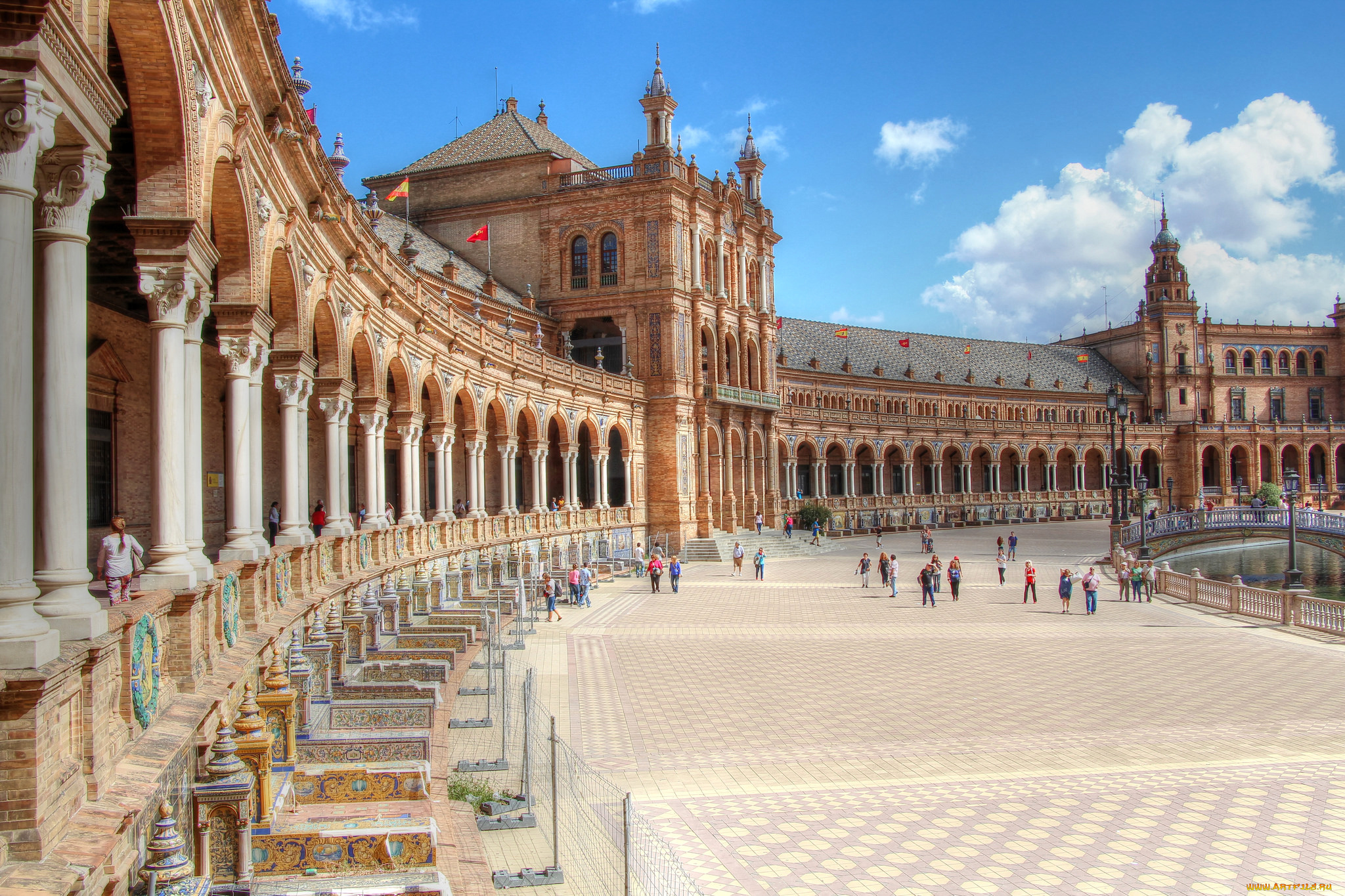 города, севилья, , испания, севилья, люди, дворец, небо, площадь, испании