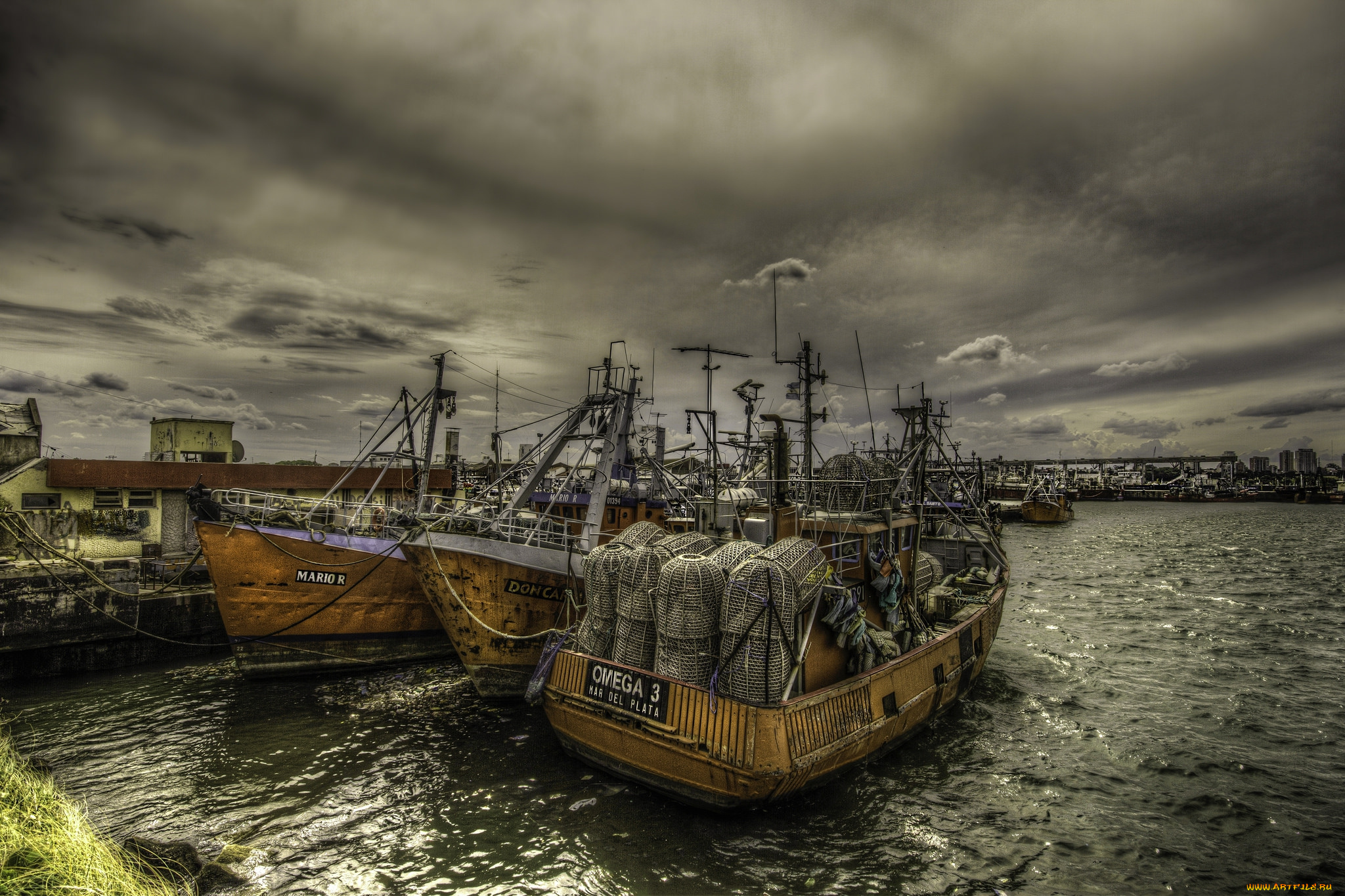 корабли, другое, бухта, причал, рыболовы