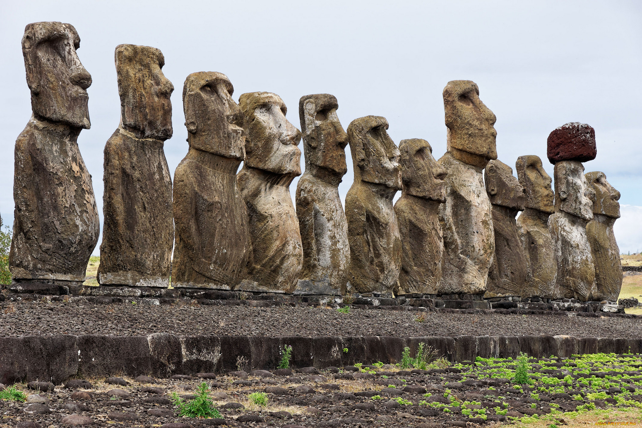 moais, at, ahu, tongariki, города, -, исторические, , архитектурные, памятники, идолы, пасхи, остров