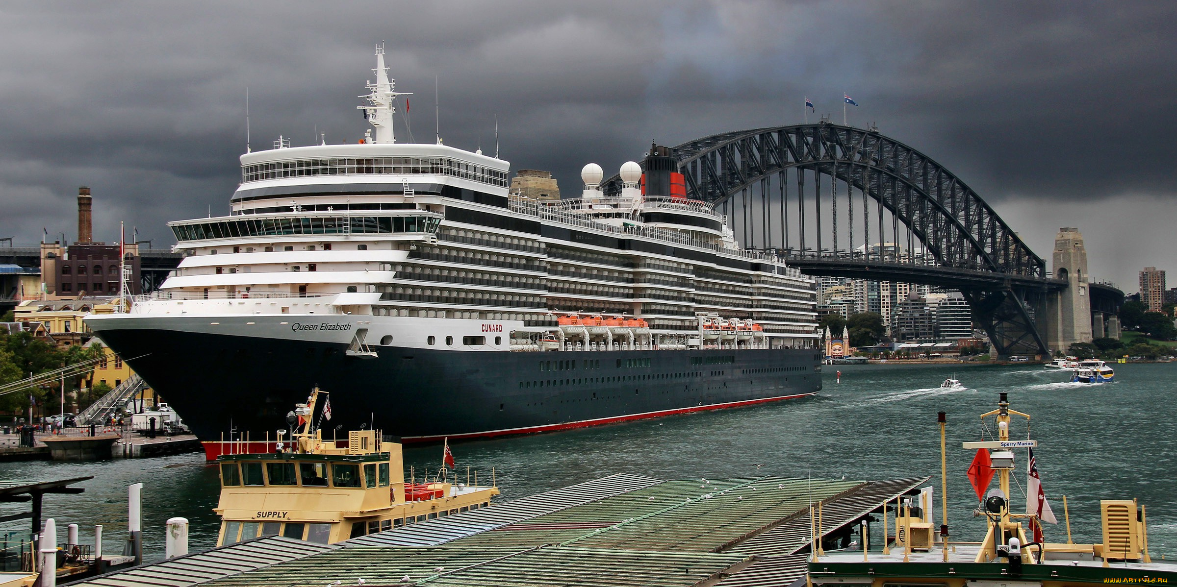 queen, elizabeth, корабли, лайнеры, океанский, лайнер, причал, круиз