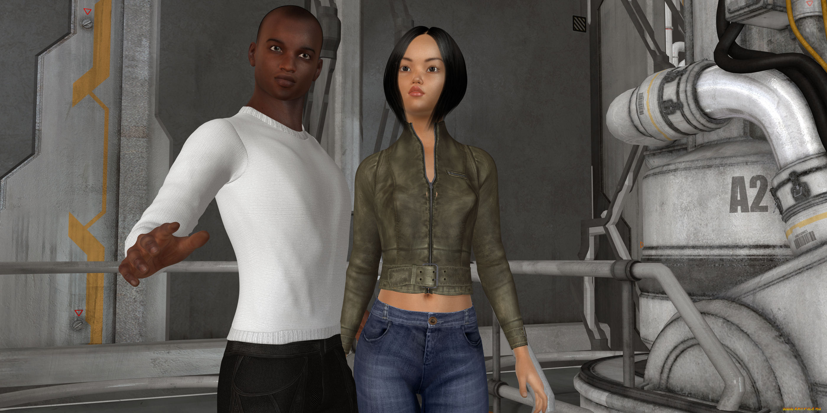 3д, графика, люди, , people, парень, фон, взгляд, девушка