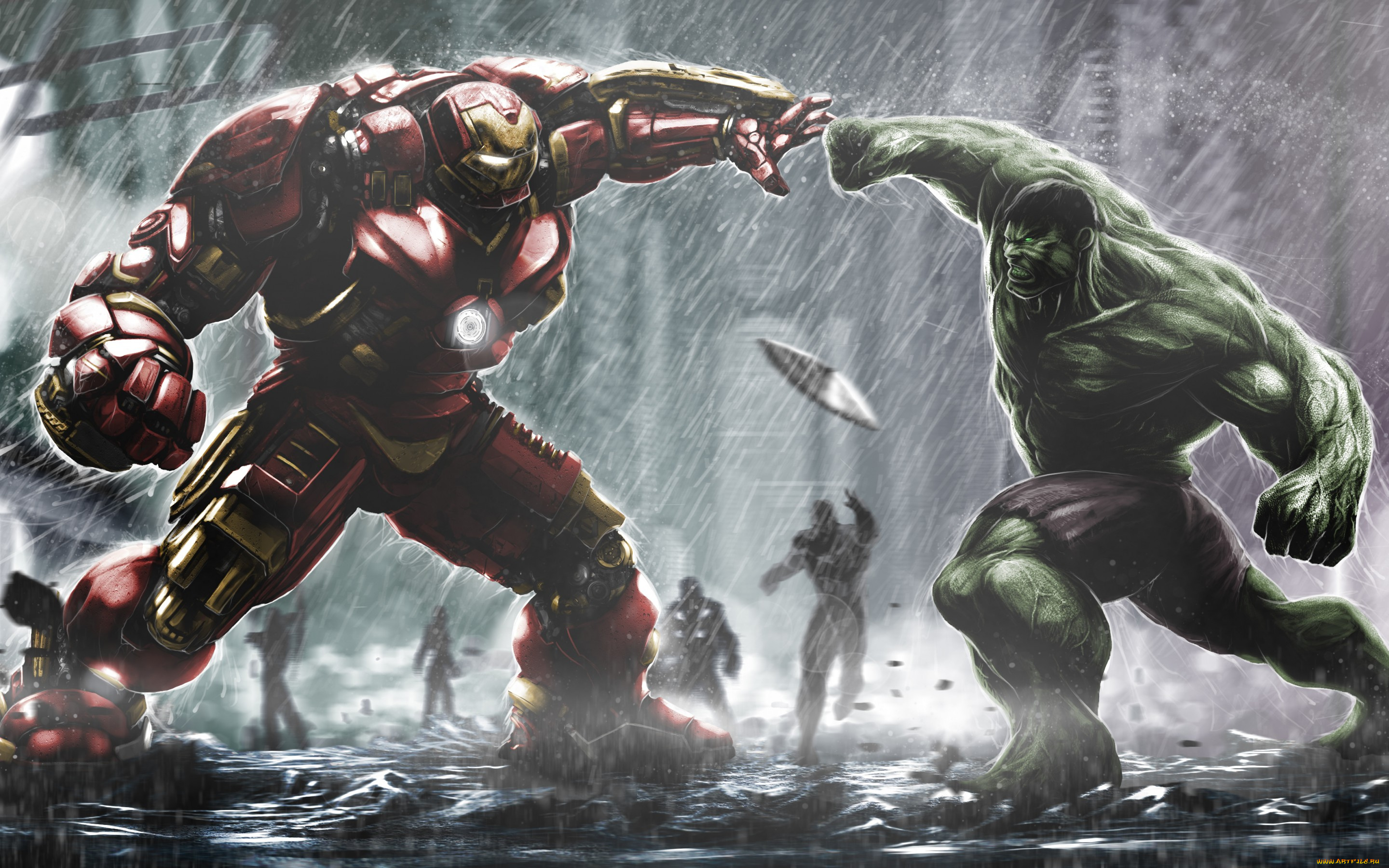 рисованное, кино, hulkbuster, броня, tony, stark, hulk, bruce, banner, avengers, age, of, ultron
