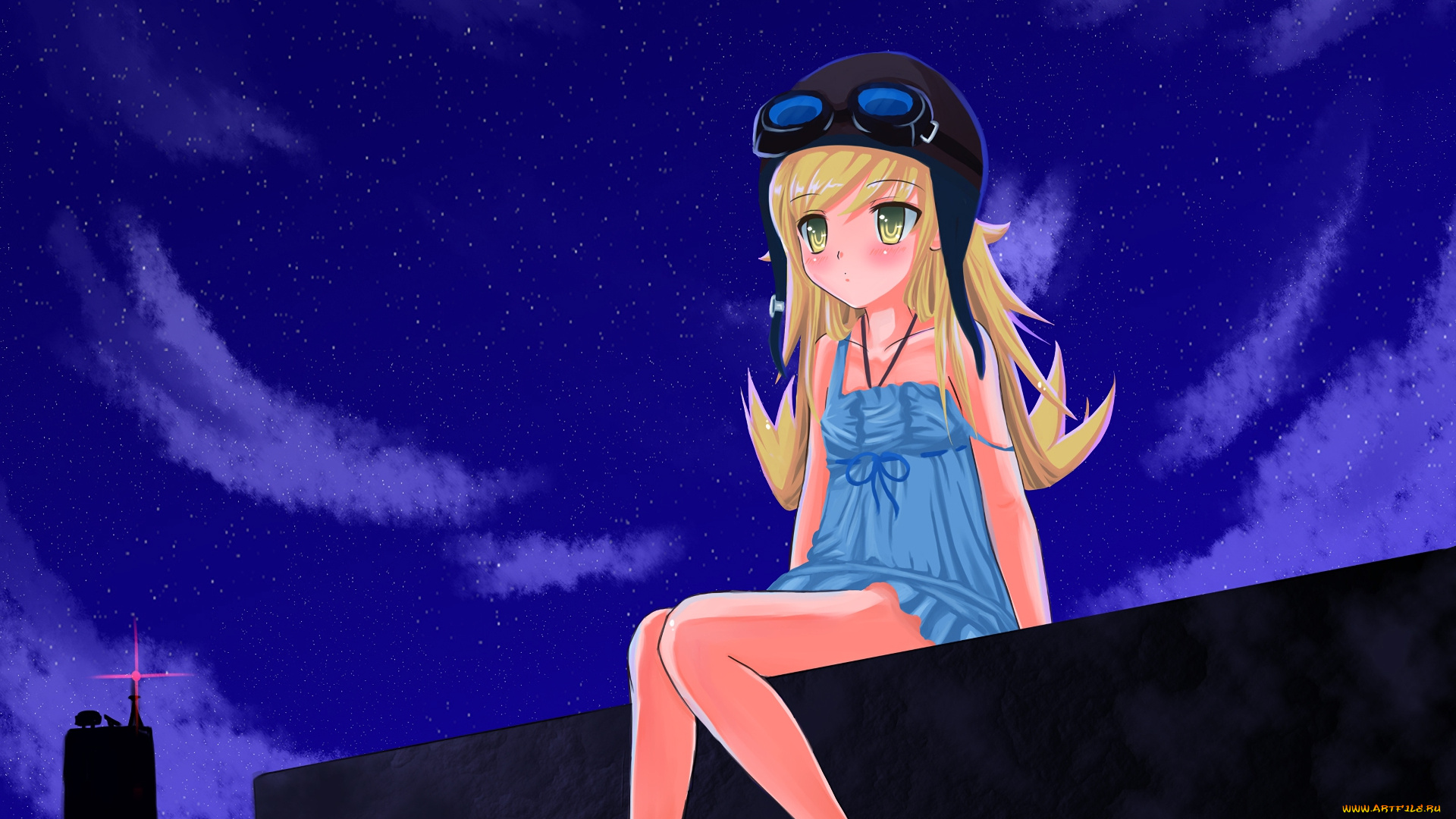 аниме, bakemonogatari, фон, девушка, взгляд