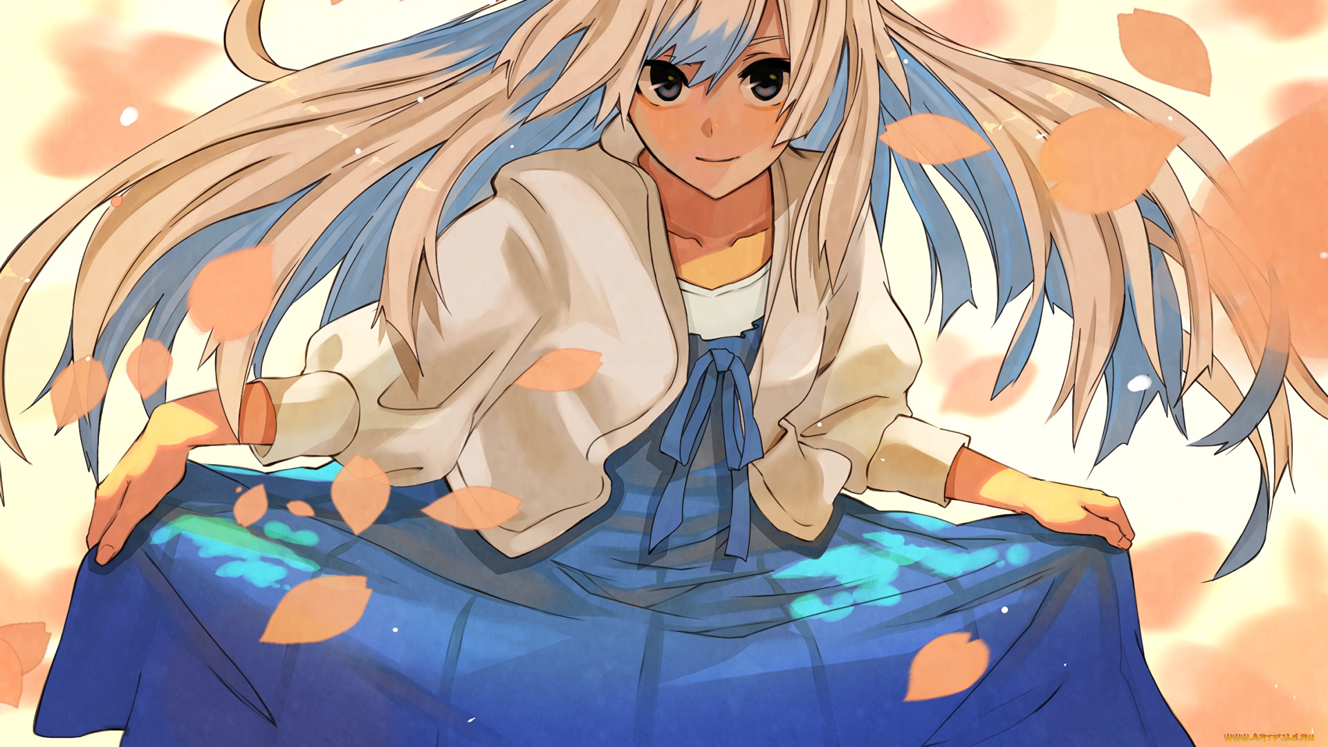 аниме, bakemonogatari, фон, взгляд, девушка