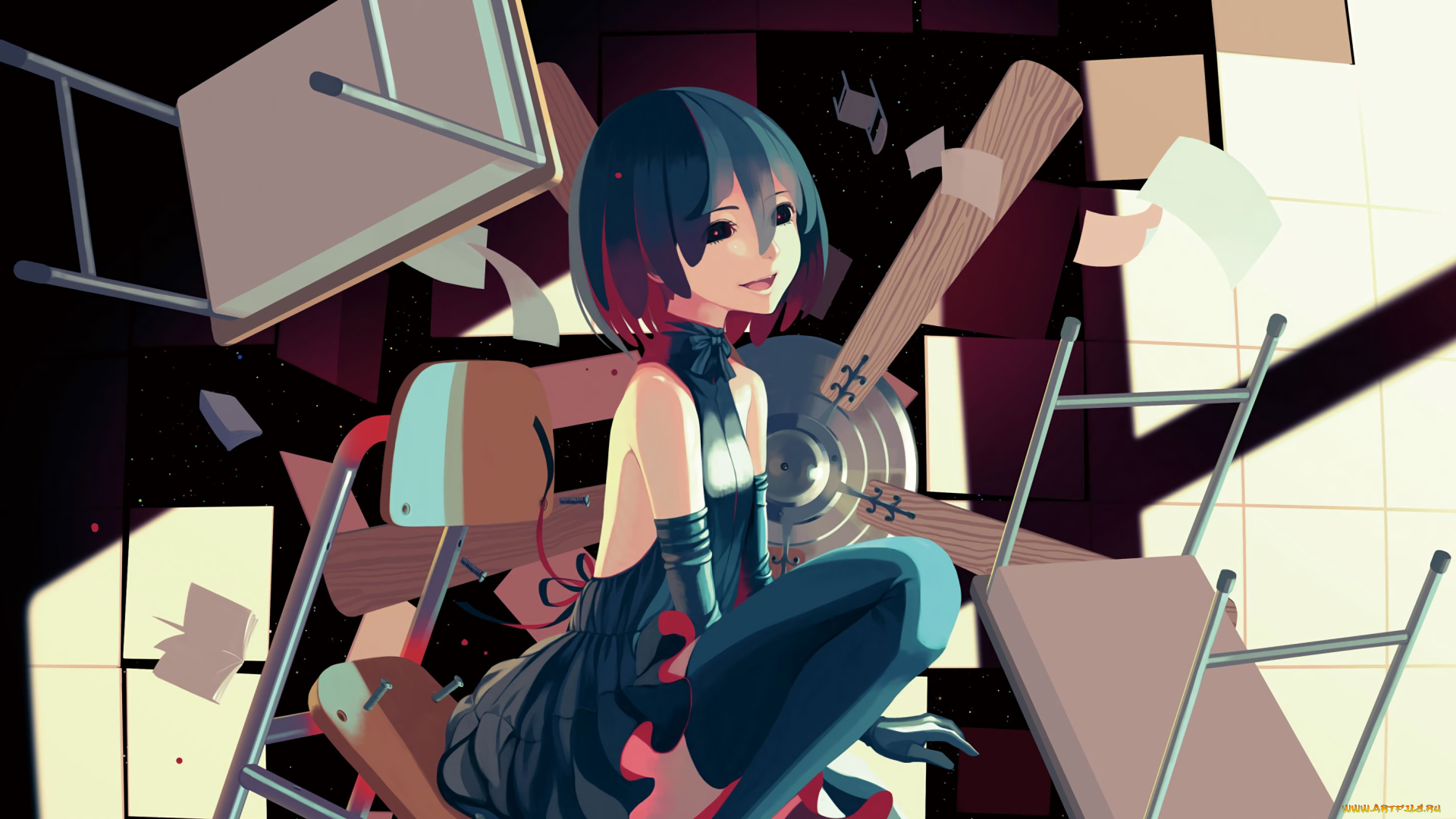 аниме, bakemonogatari, фон, взгляд, девушка