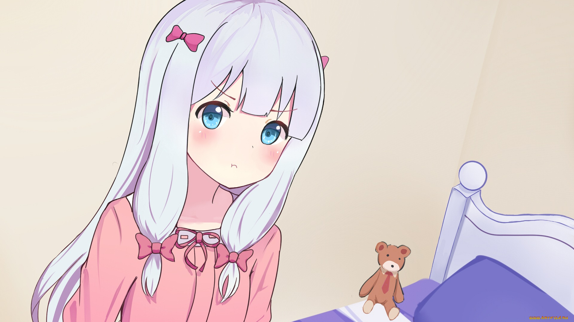 аниме, eromanga-sensei, взгляд, девушка, фон