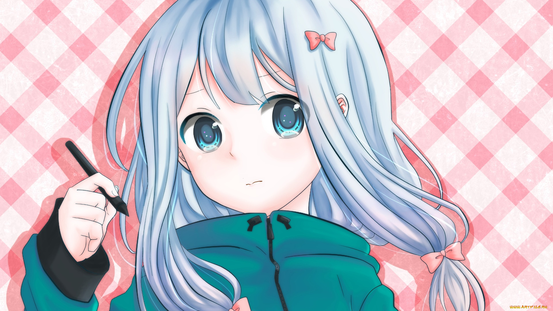 аниме, eromanga-sensei, взгляд, девушка, фон